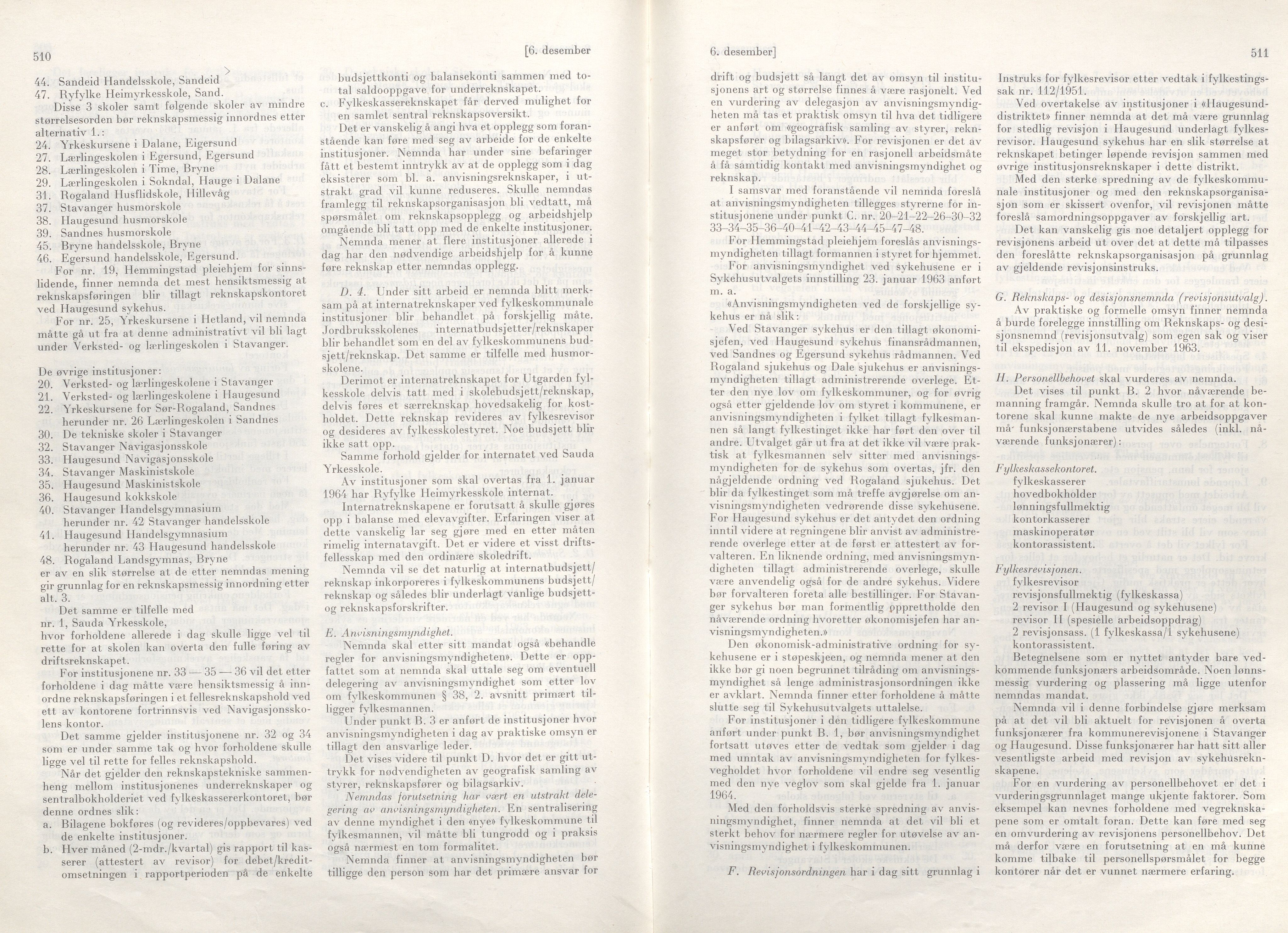 Rogaland fylkeskommune - Fylkesrådmannen , IKAR/A-900/A/Aa/Aaa/L0083: Møtebok , 1963, p. 510-511