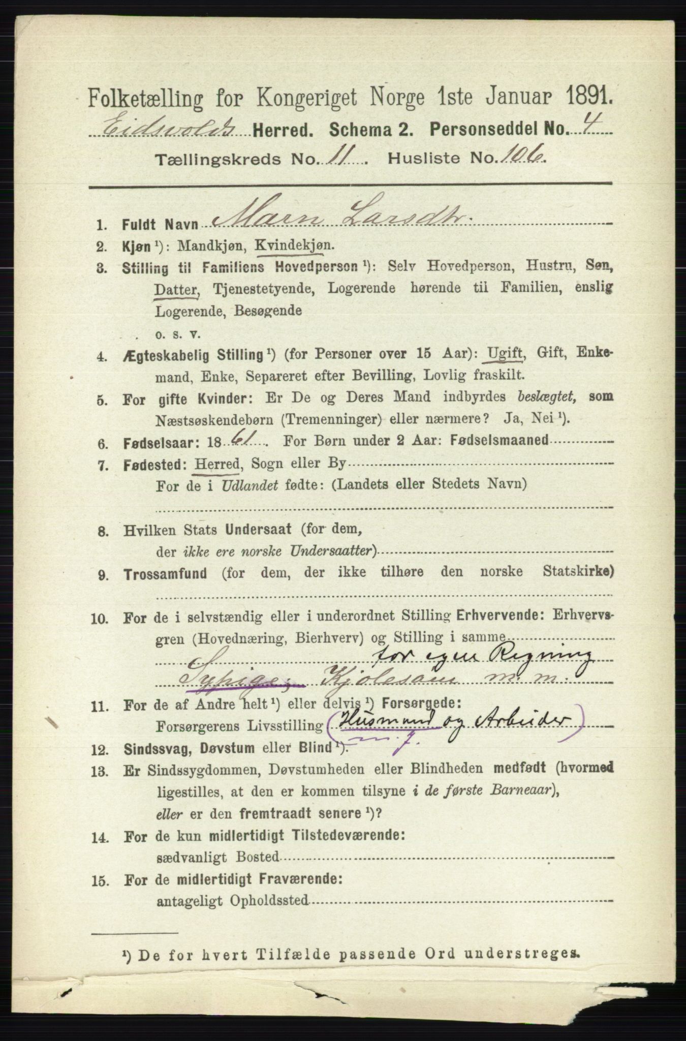 RA, 1891 census for 0237 Eidsvoll, 1891, p. 8403