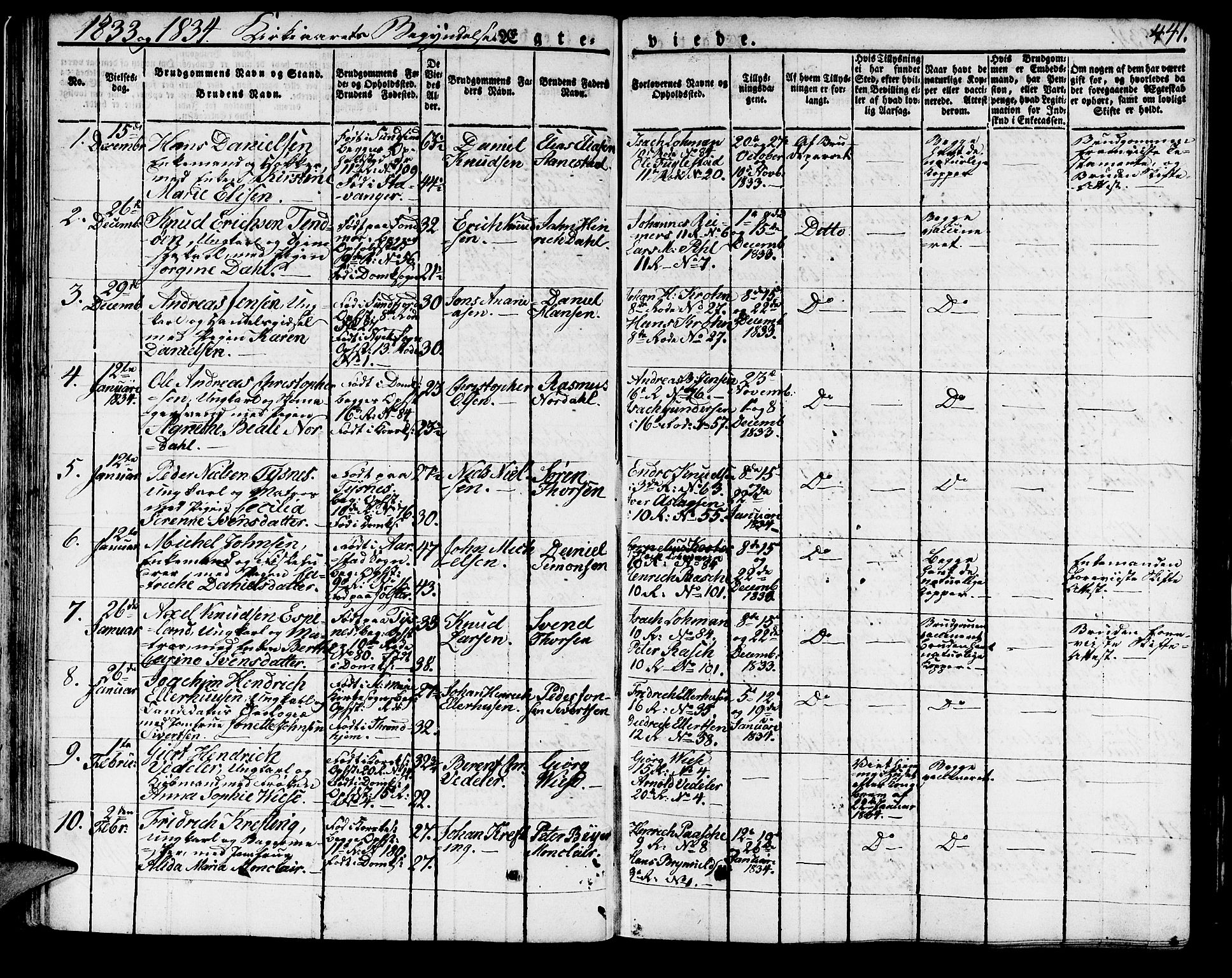 Domkirken sokneprestembete, SAB/A-74801/H/Haa/L0012: Parish register (official) no. A 12, 1821-1840, p. 441