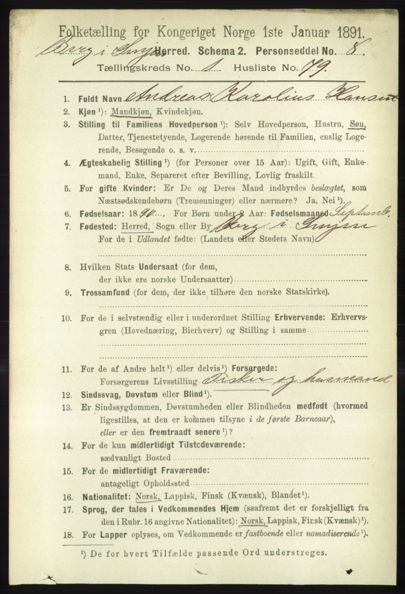 RA, 1891 census for 1929 Berg, 1891, p. 571