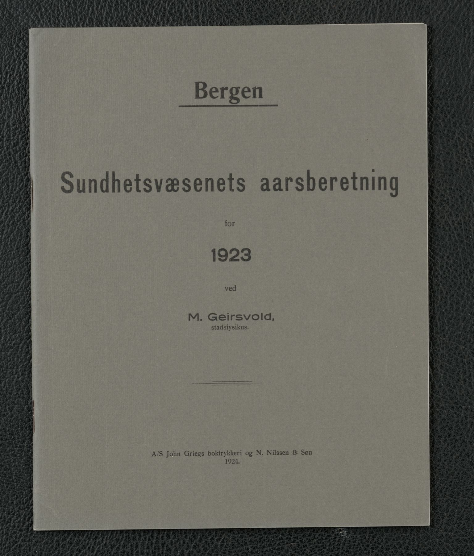 Bergen kommune, Sunnhetsvesen (Bergen helseråd), BBA/A-2617/X/Xa/L0016: Årsmelding, 1923