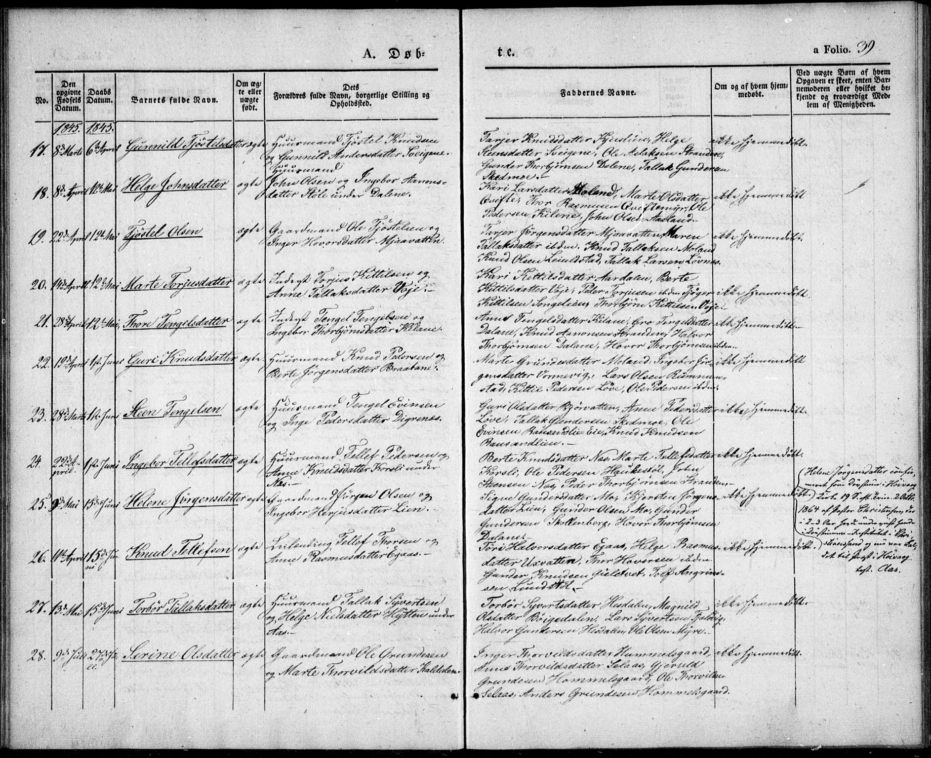 Gjerstad sokneprestkontor, SAK/1111-0014/F/Fa/Fab/L0002: Parish register (official) no. A 2, 1835-1852, p. 39