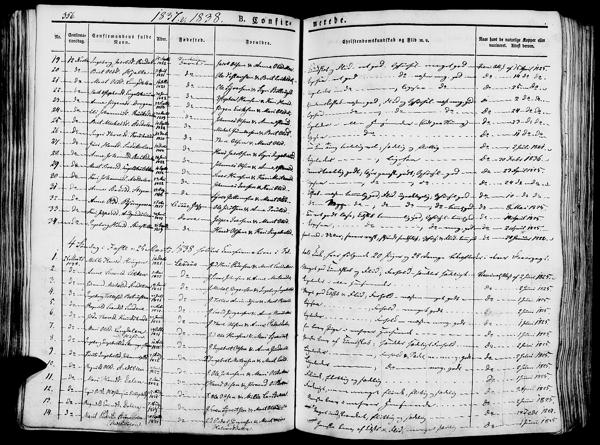 Lesja prestekontor, SAH/PREST-068/H/Ha/Haa/L0005: Parish register (official) no. 5, 1830-1842, p. 356