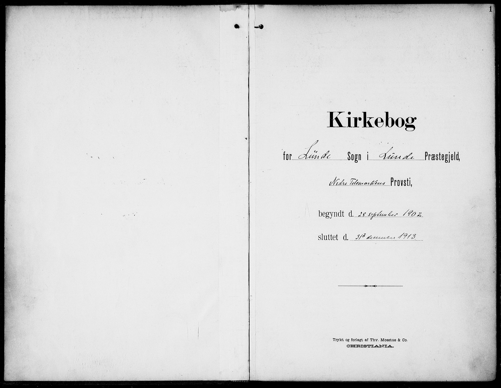 Lunde kirkebøker, AV/SAKO-A-282/F/Fa/L0004: Parish register (official) no. I 4, 1902-1913, p. 1