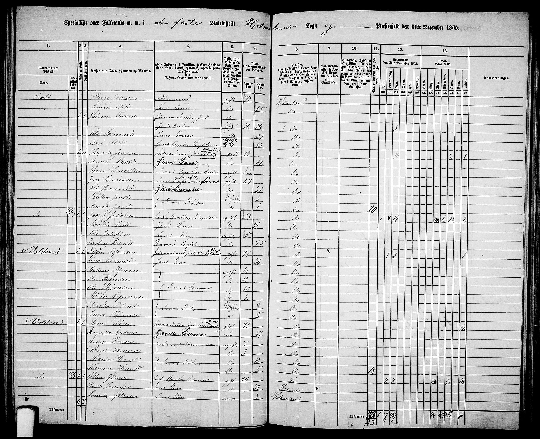 RA, 1865 census for Hjelmeland, 1865, p. 96