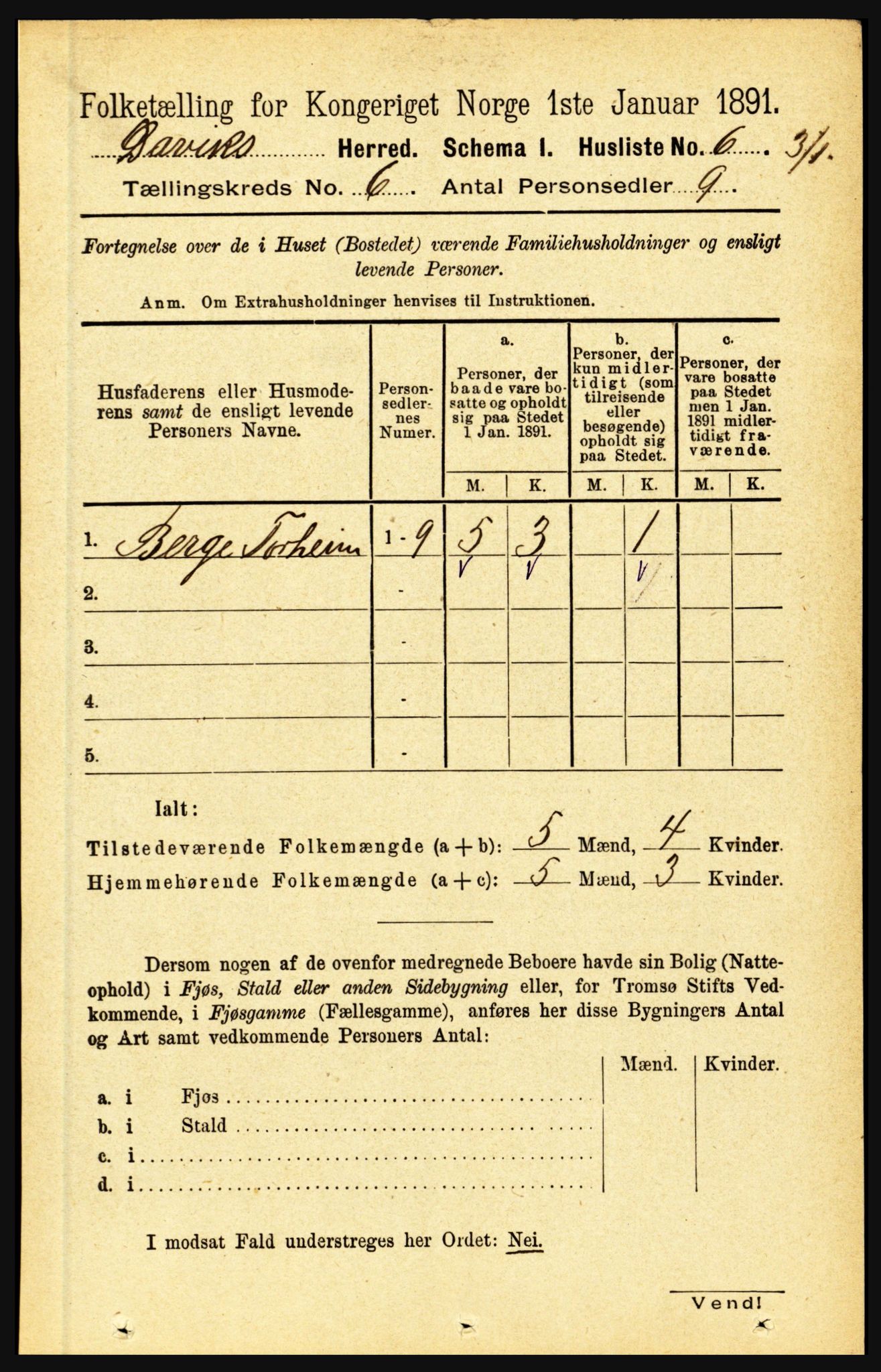 RA, 1891 census for 1442 Davik, 1891, p. 2240