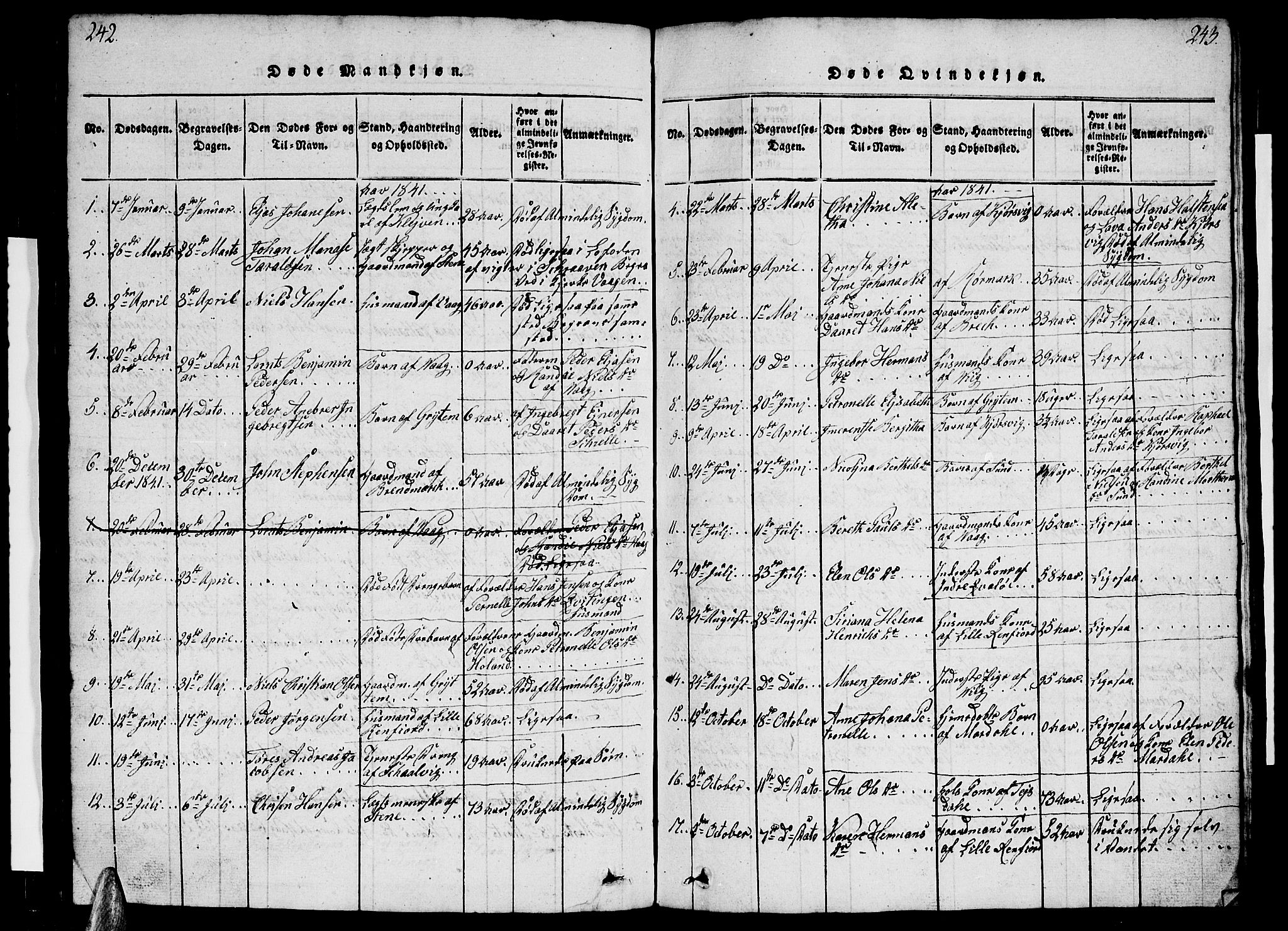 Ministerialprotokoller, klokkerbøker og fødselsregistre - Nordland, SAT/A-1459/812/L0186: Parish register (copy) no. 812C04, 1820-1849, p. 242-243