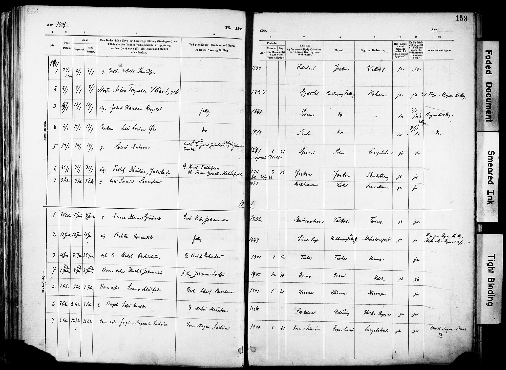 Hetland sokneprestkontor, SAST/A-101826/30/30BA/L0012: Parish register (official) no. A 12, 1882-1912, p. 153