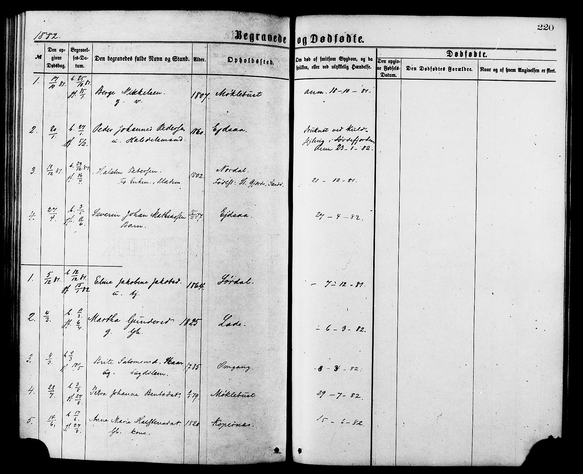 Ministerialprotokoller, klokkerbøker og fødselsregistre - Møre og Romsdal, SAT/A-1454/502/L0024: Parish register (official) no. 502A02, 1873-1884, p. 220