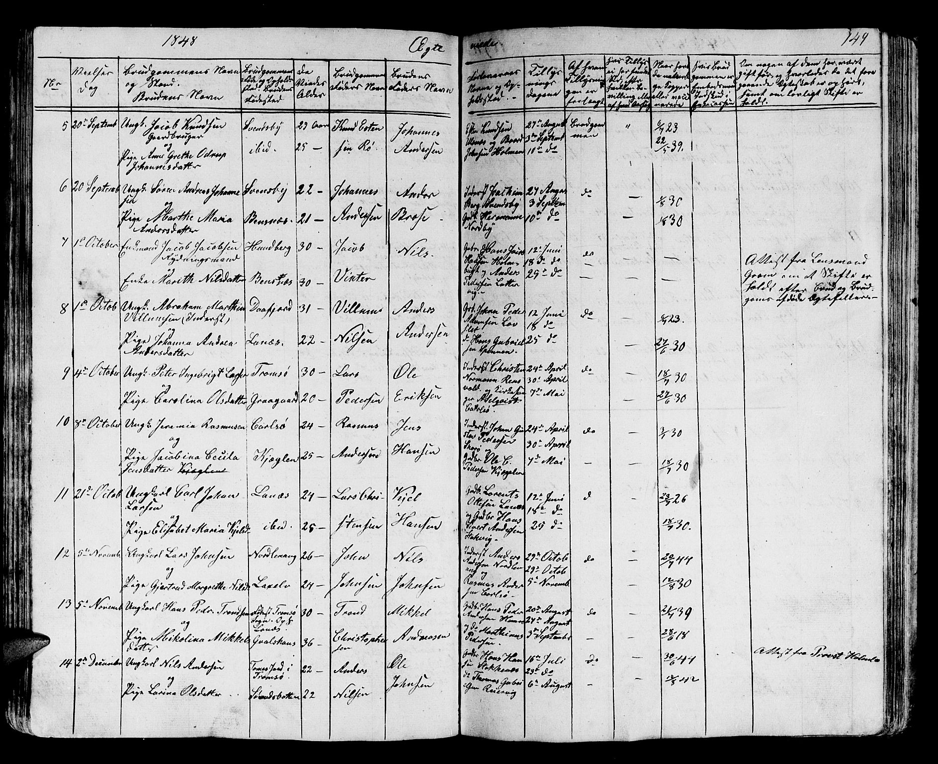 Karlsøy sokneprestembete, AV/SATØ-S-1299/H/Ha/Hab/L0002klokker: Parish register (copy) no. 2, 1843-1861, p. 149