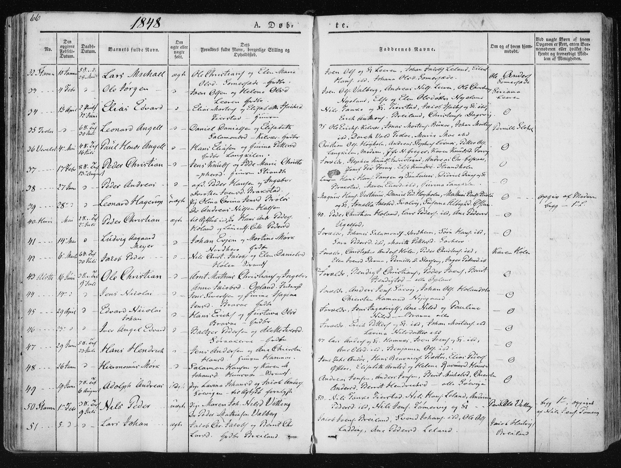 Ministerialprotokoller, klokkerbøker og fødselsregistre - Nordland, SAT/A-1459/830/L0446: Parish register (official) no. 830A10, 1831-1865, p. 66