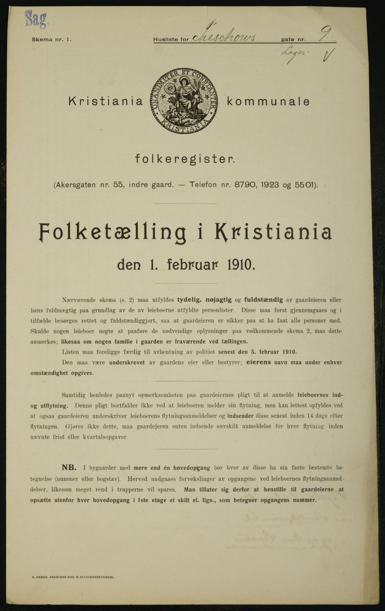 OBA, Municipal Census 1910 for Kristiania, 1910, p. 109717