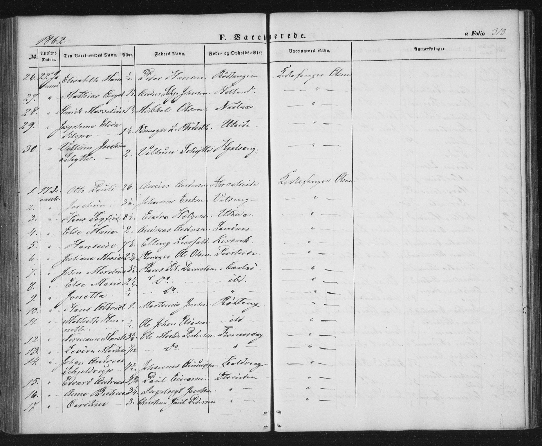 Ministerialprotokoller, klokkerbøker og fødselsregistre - Nordland, AV/SAT-A-1459/859/L0844: Parish register (official) no. 859A04, 1849-1862, p. 313