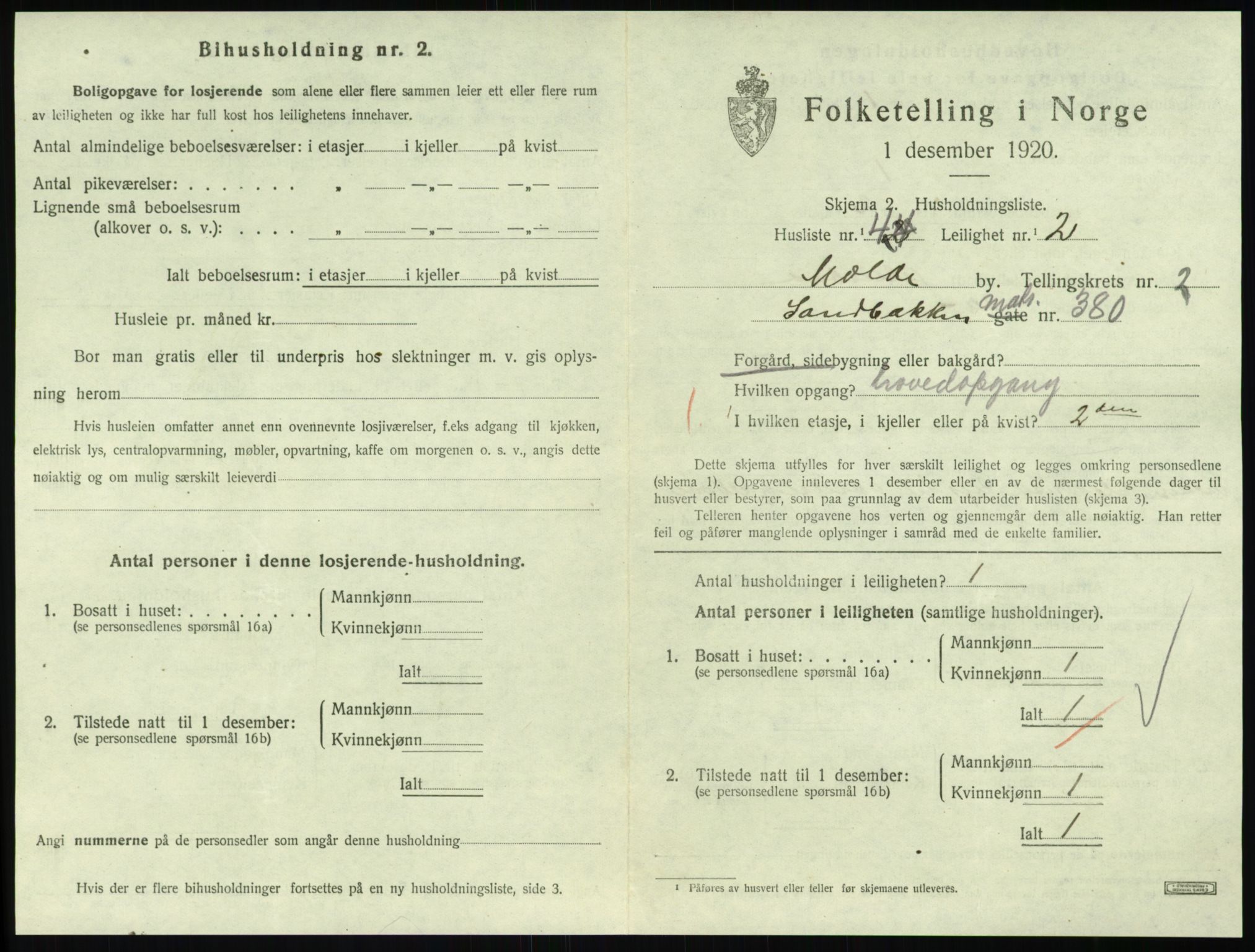 SAT, 1920 census for Molde, 1920, p. 1079