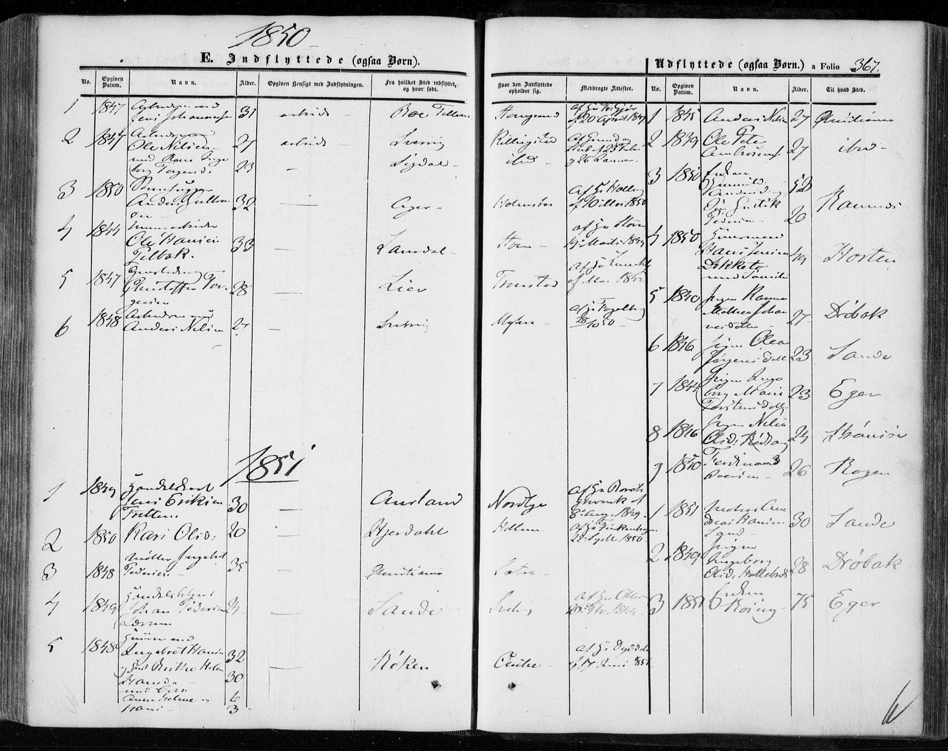 Hurum kirkebøker, SAKO/A-229/F/Fa/L0011: Parish register (official) no. 11, 1847-1860, p. 367