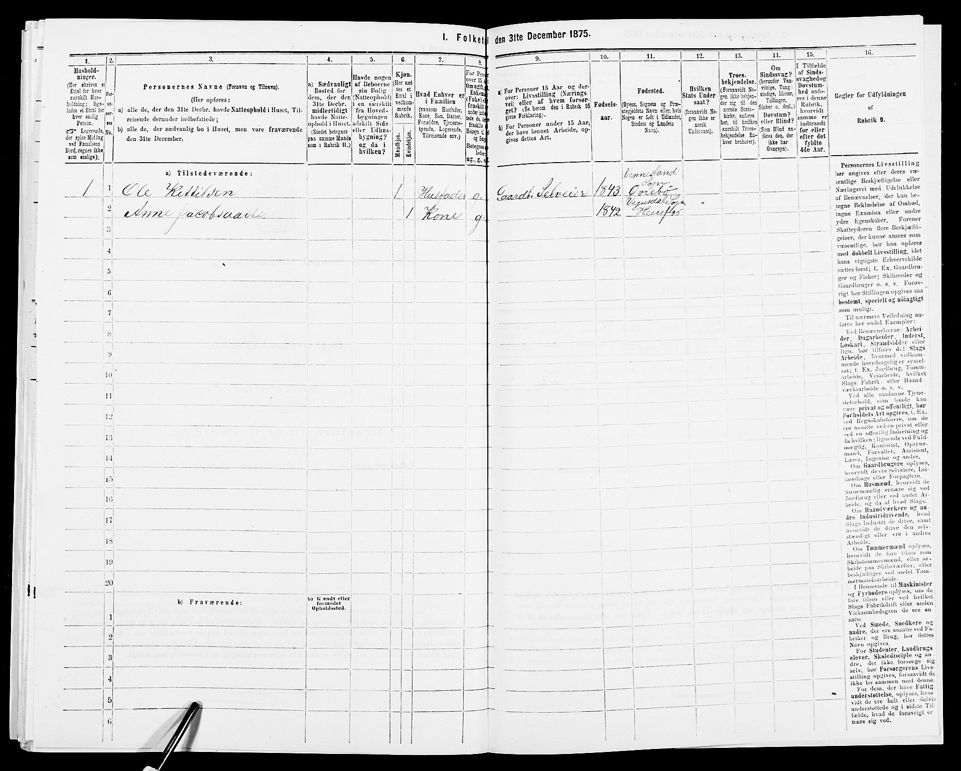 SAK, 1875 census for 0933P Herefoss, 1875, p. 539