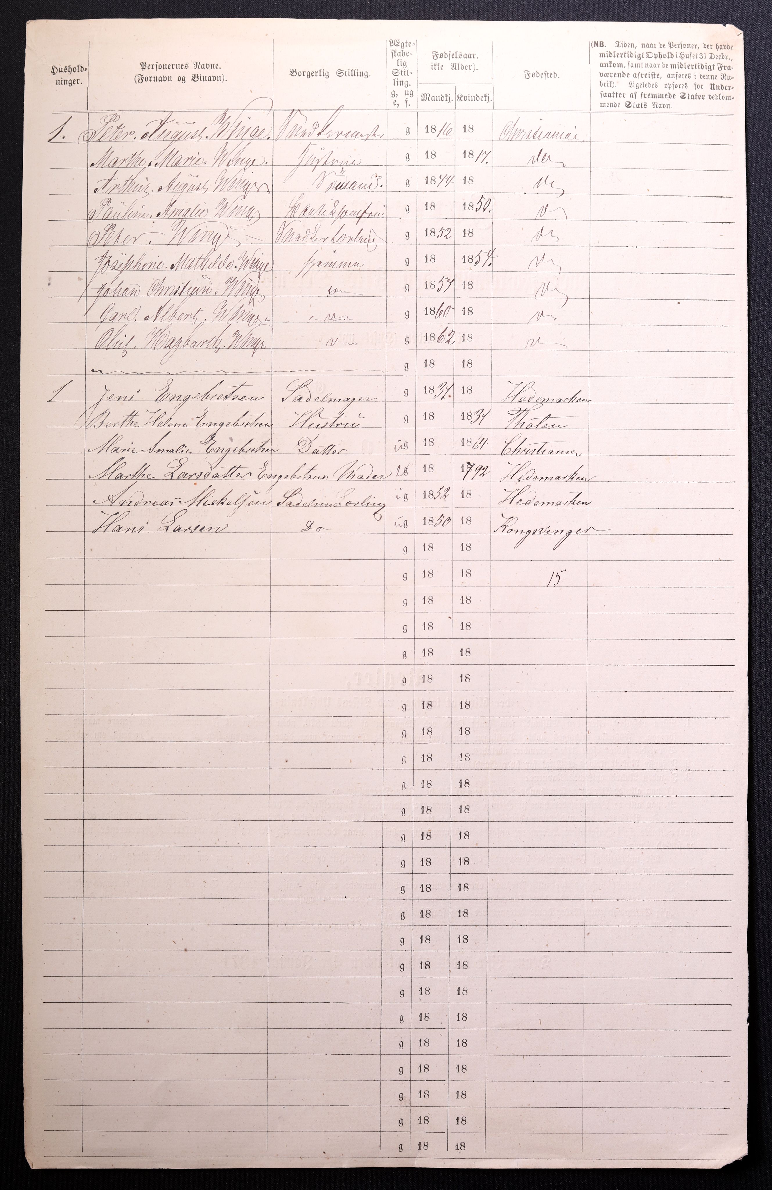 RA, 1870 census for 0301 Kristiania, 1870, p. 2433