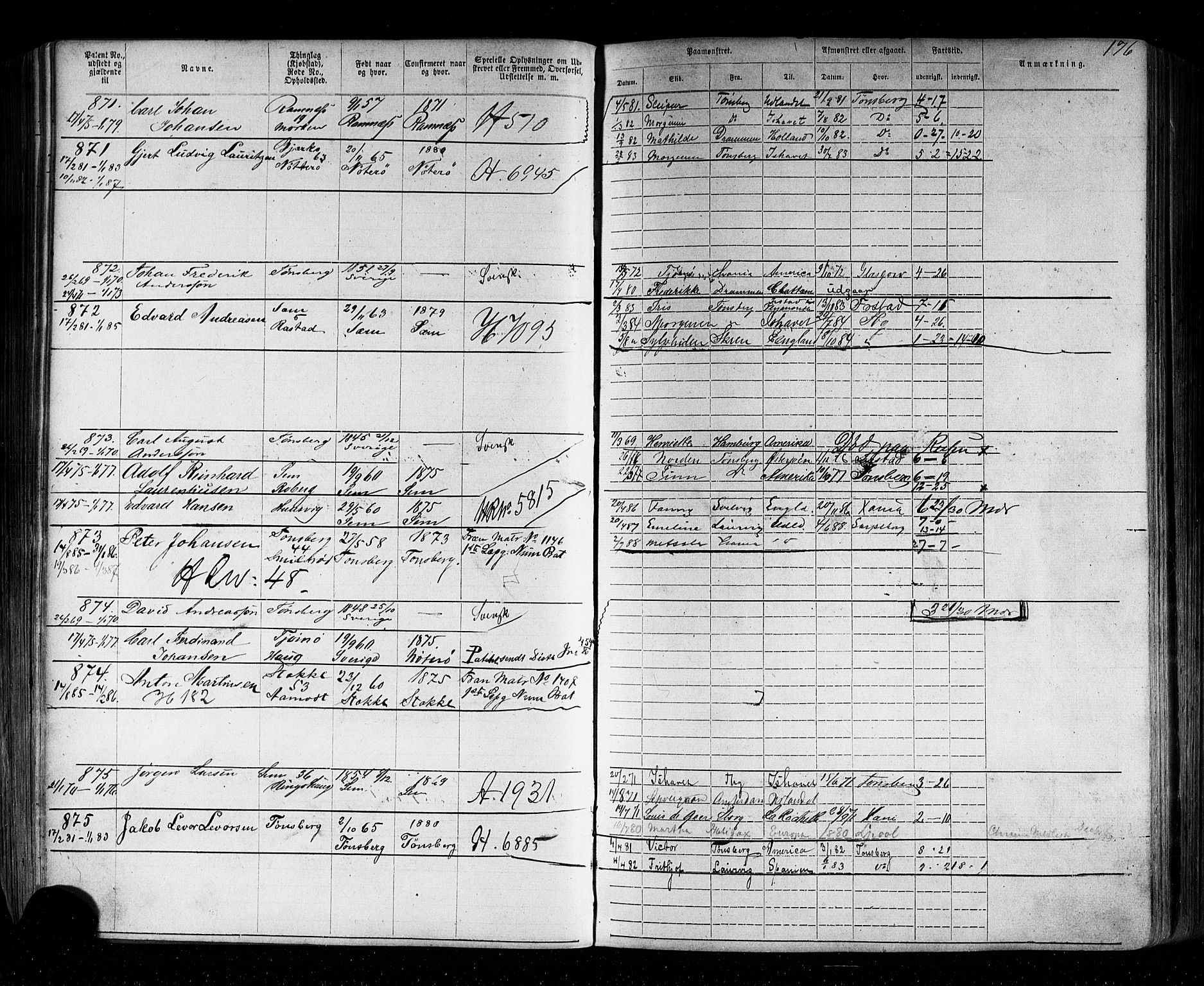 Tønsberg innrulleringskontor, AV/SAKO-A-786/F/Fb/L0002: Annotasjonsrulle Patent nr. 1-2635, 1869-1877, p. 202