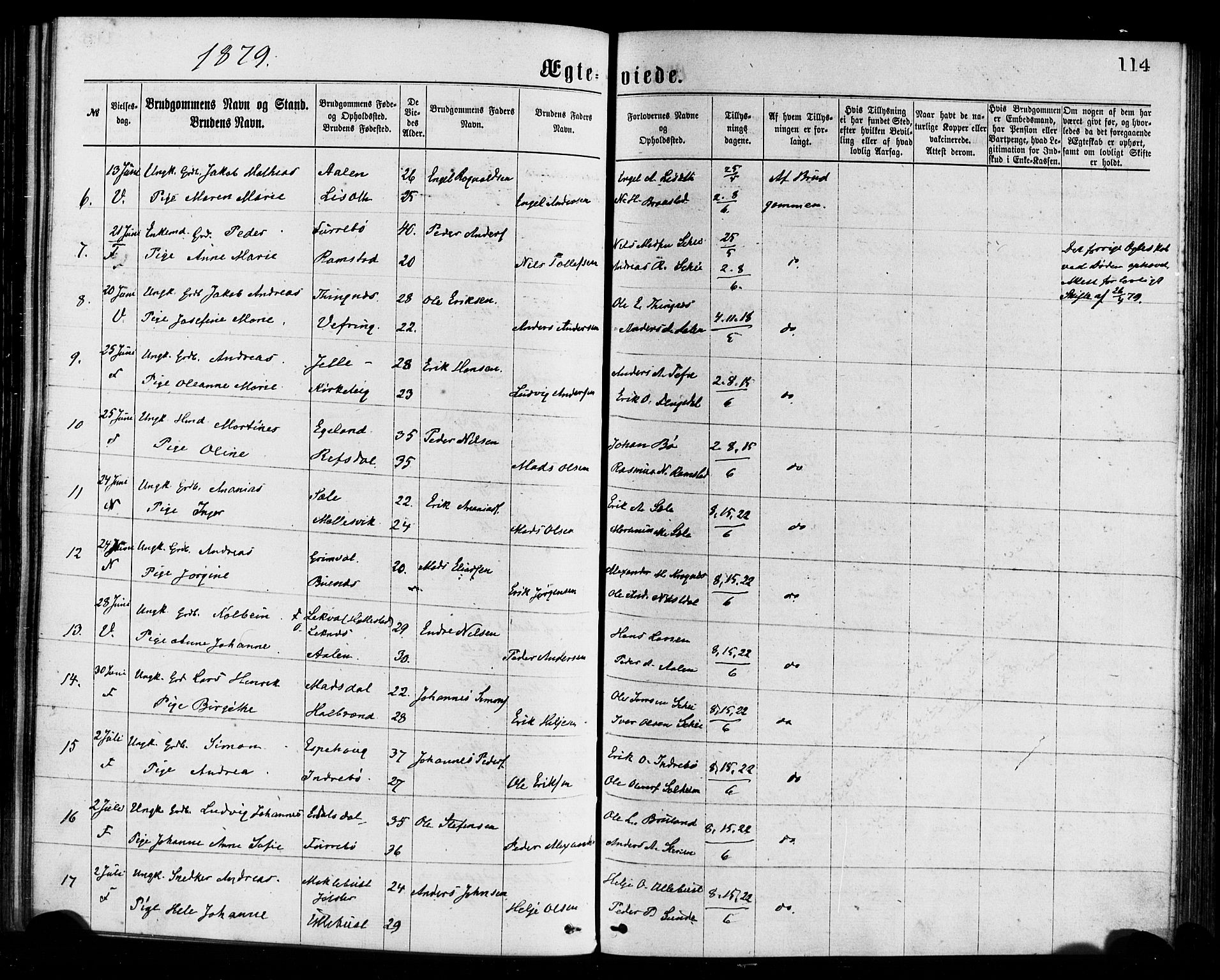 Førde sokneprestembete, AV/SAB-A-79901/H/Haa/Haaa/L0011: Parish register (official) no. A 11, 1877-1880, p. 114