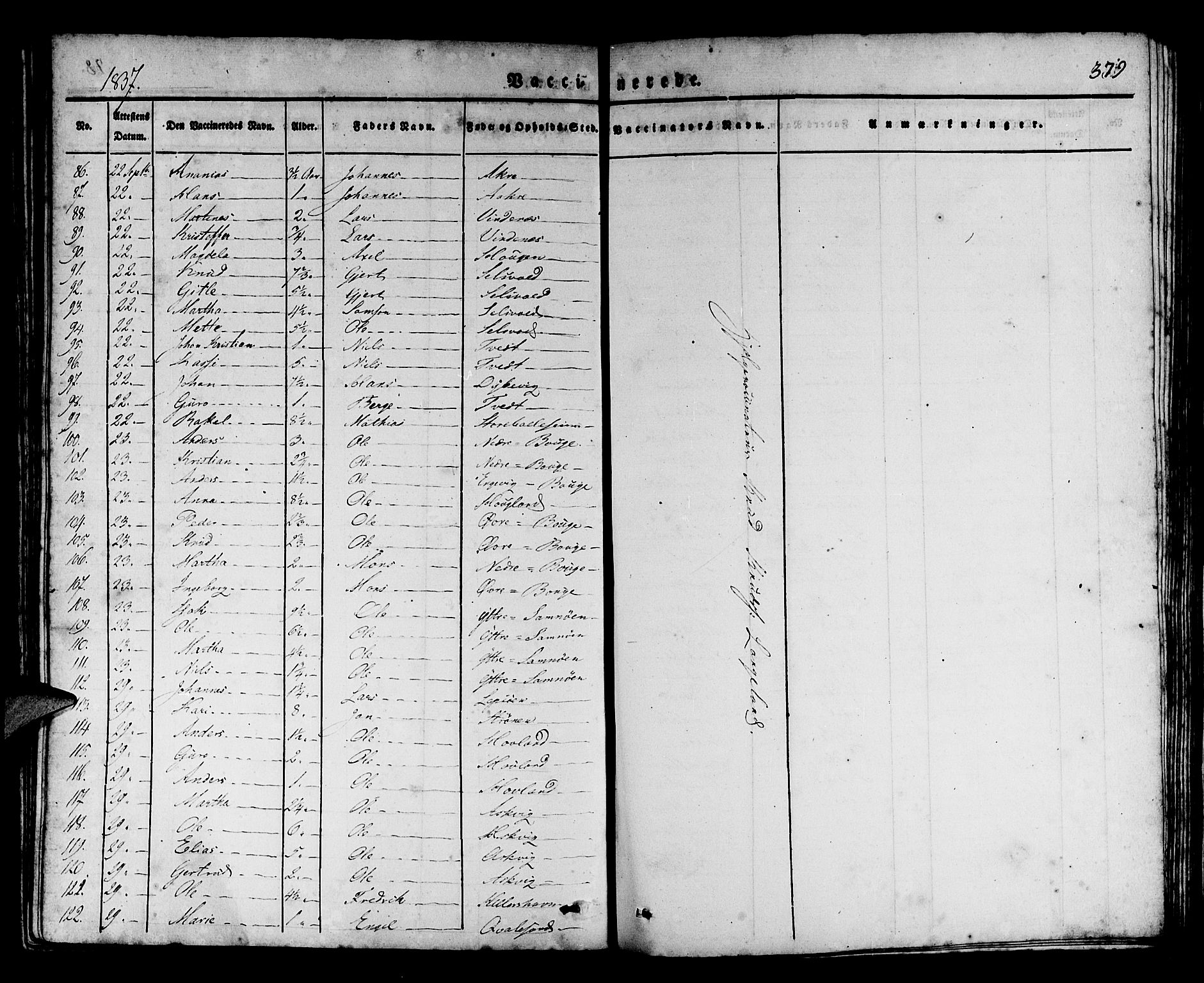 Os sokneprestembete, AV/SAB-A-99929: Parish register (official) no. A 14, 1826-1839, p. 379