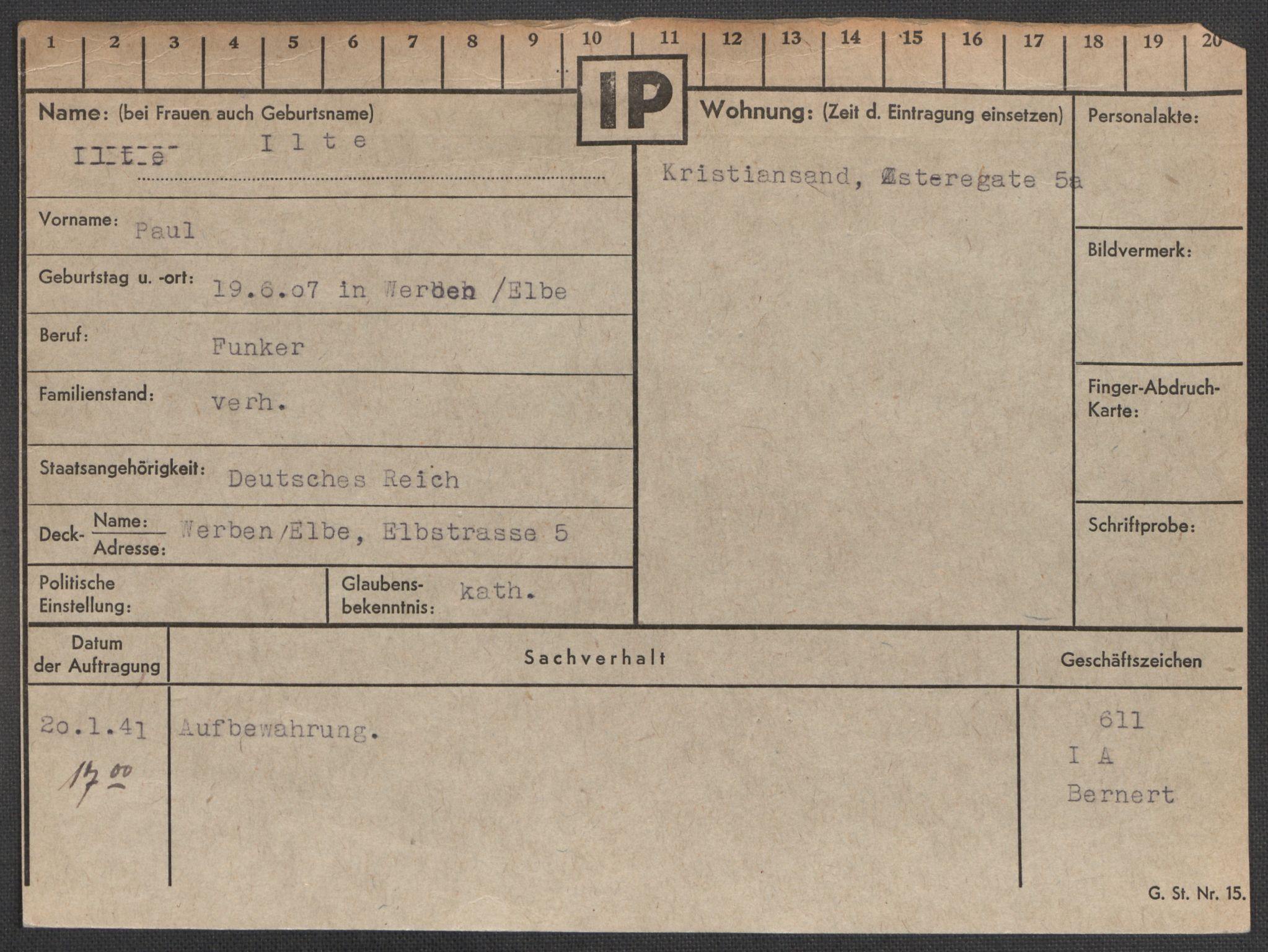 Befehlshaber der Sicherheitspolizei und des SD, AV/RA-RAFA-5969/E/Ea/Eaa/L0005: Register over norske fanger i Møllergata 19: Hø-Kj, 1940-1945, p. 124