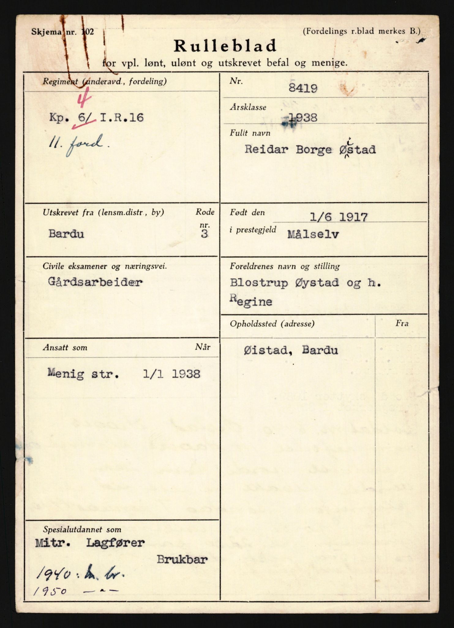 Forsvaret, Troms infanteriregiment nr. 16, AV/RA-RAFA-3146/P/Pa/L0022: Rulleblad for regimentets menige mannskaper, årsklasse 1938, 1938, p. 1701