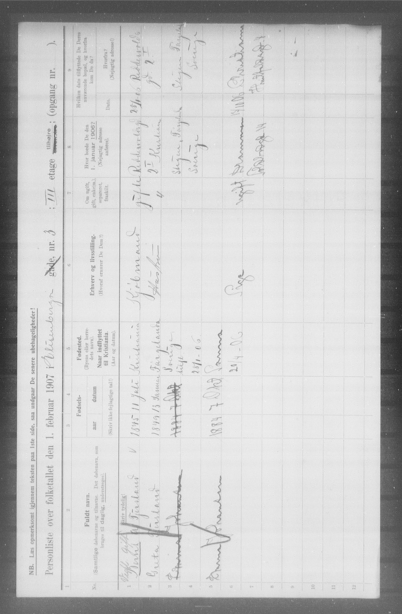 OBA, Municipal Census 1907 for Kristiania, 1907, p. 10309