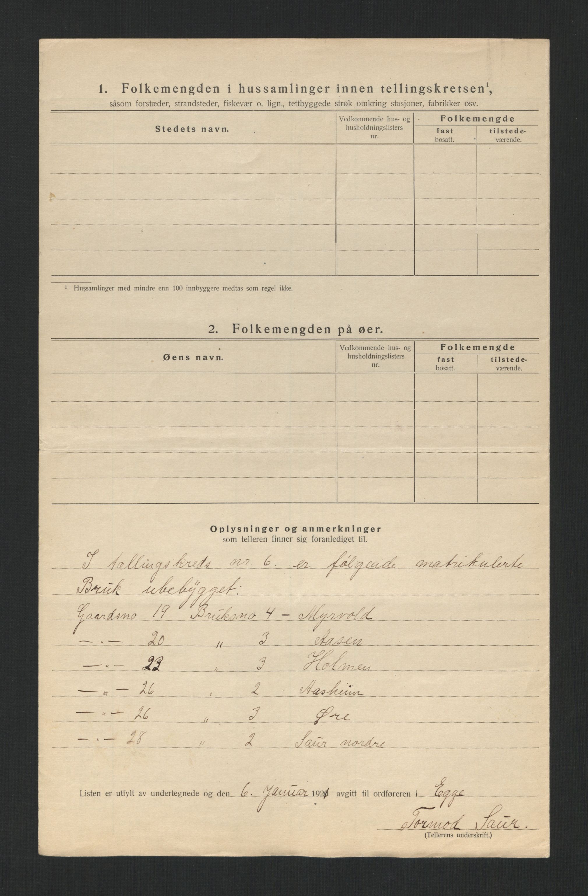 SAT, 1920 census for Egge, 1920, p. 31