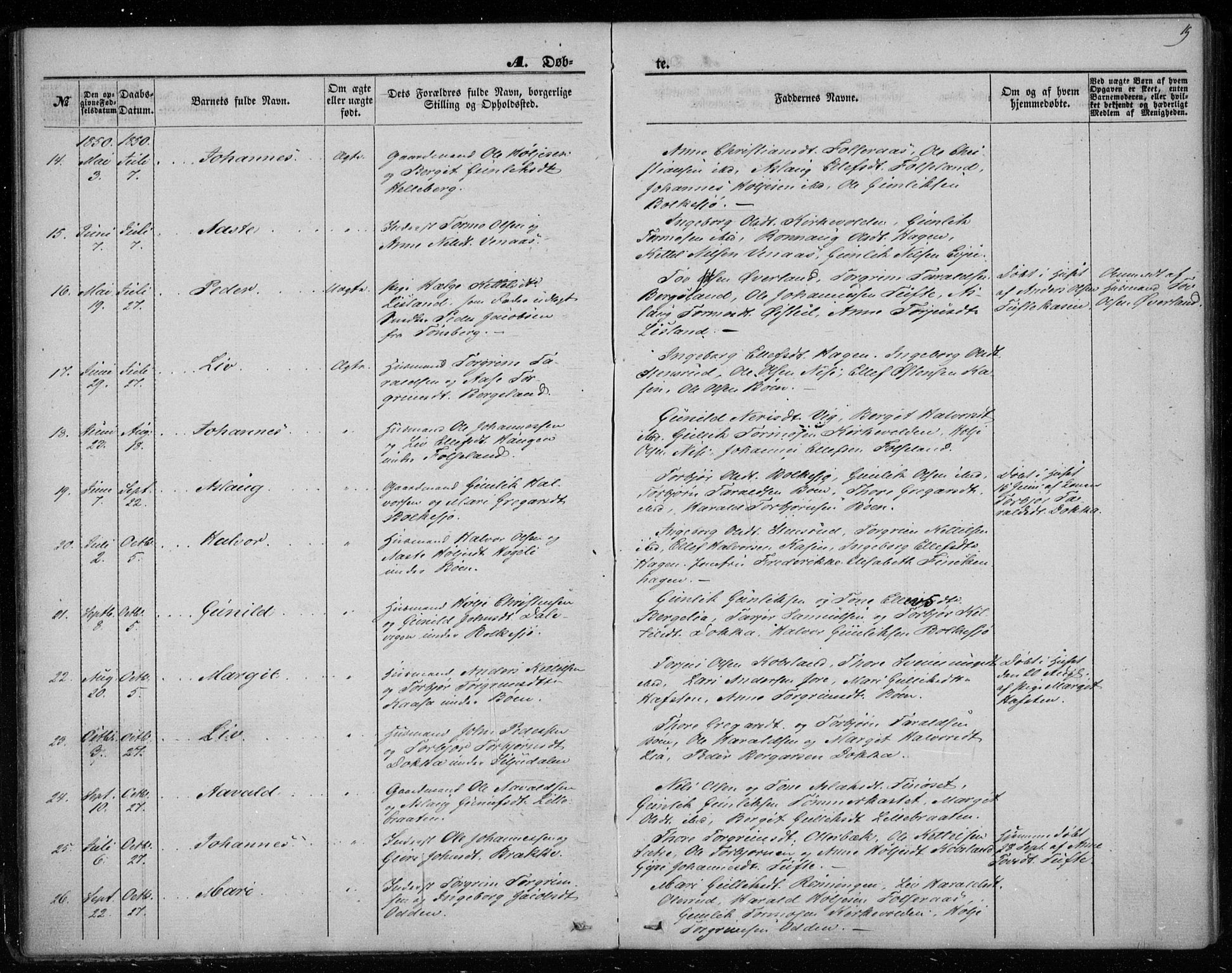 Gransherad kirkebøker, SAKO/A-267/F/Fa/L0002: Parish register (official) no. I 2, 1844-1859, p. 19