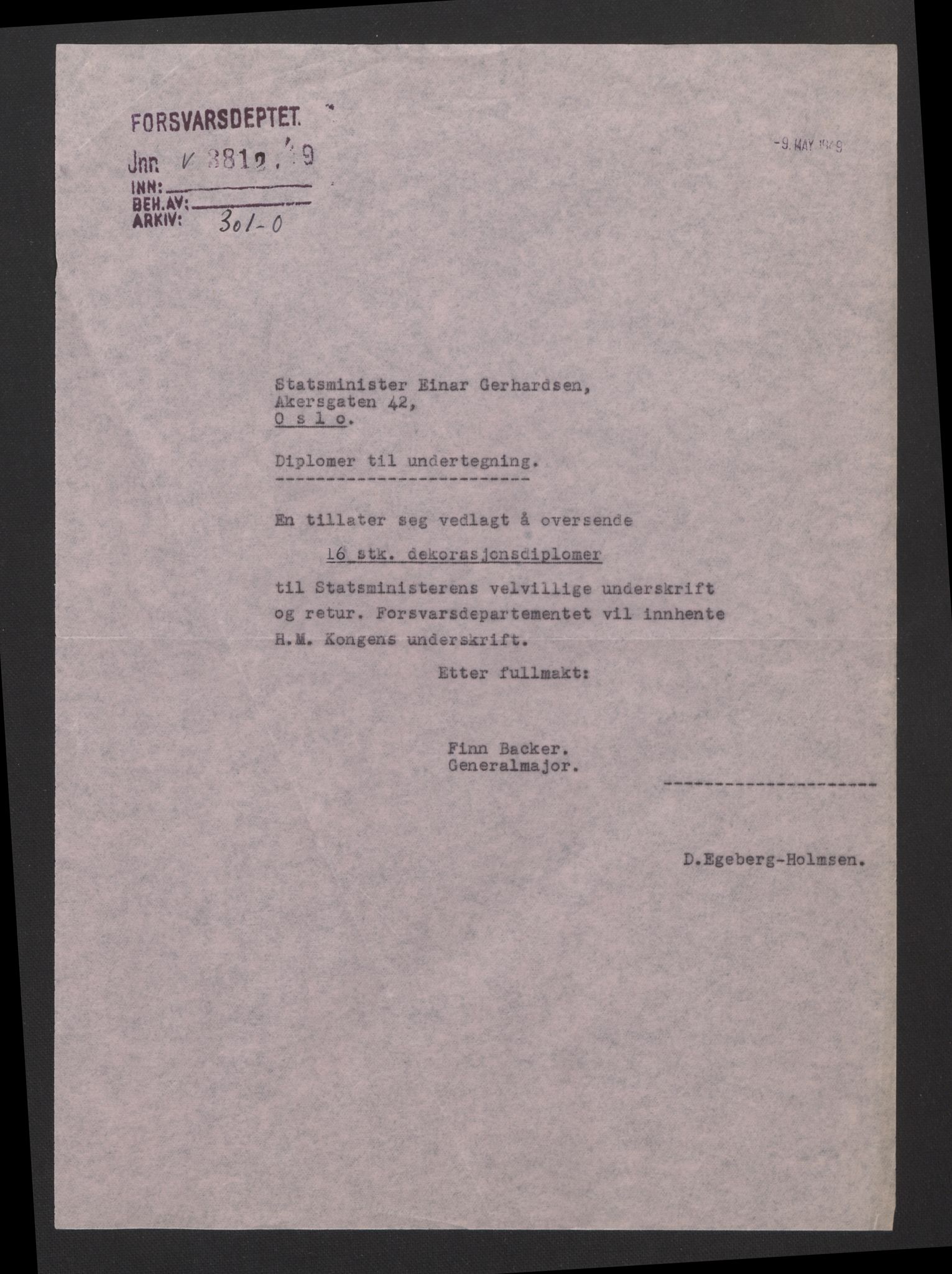 Forsvarsdepartementet, arkivet 1940-1945, AV/RA-RAFA-2062, 1940-1945, p. 650