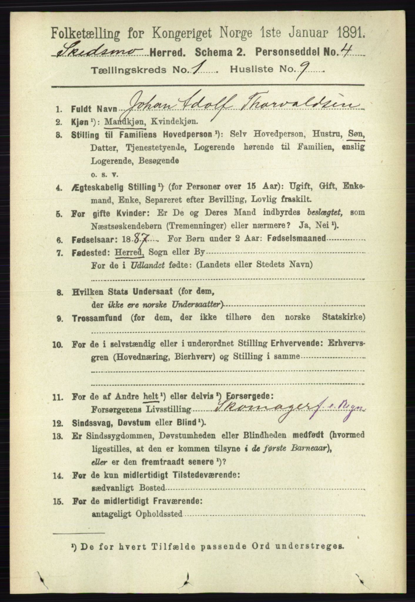 RA, 1891 census for 0231 Skedsmo, 1891, p. 142