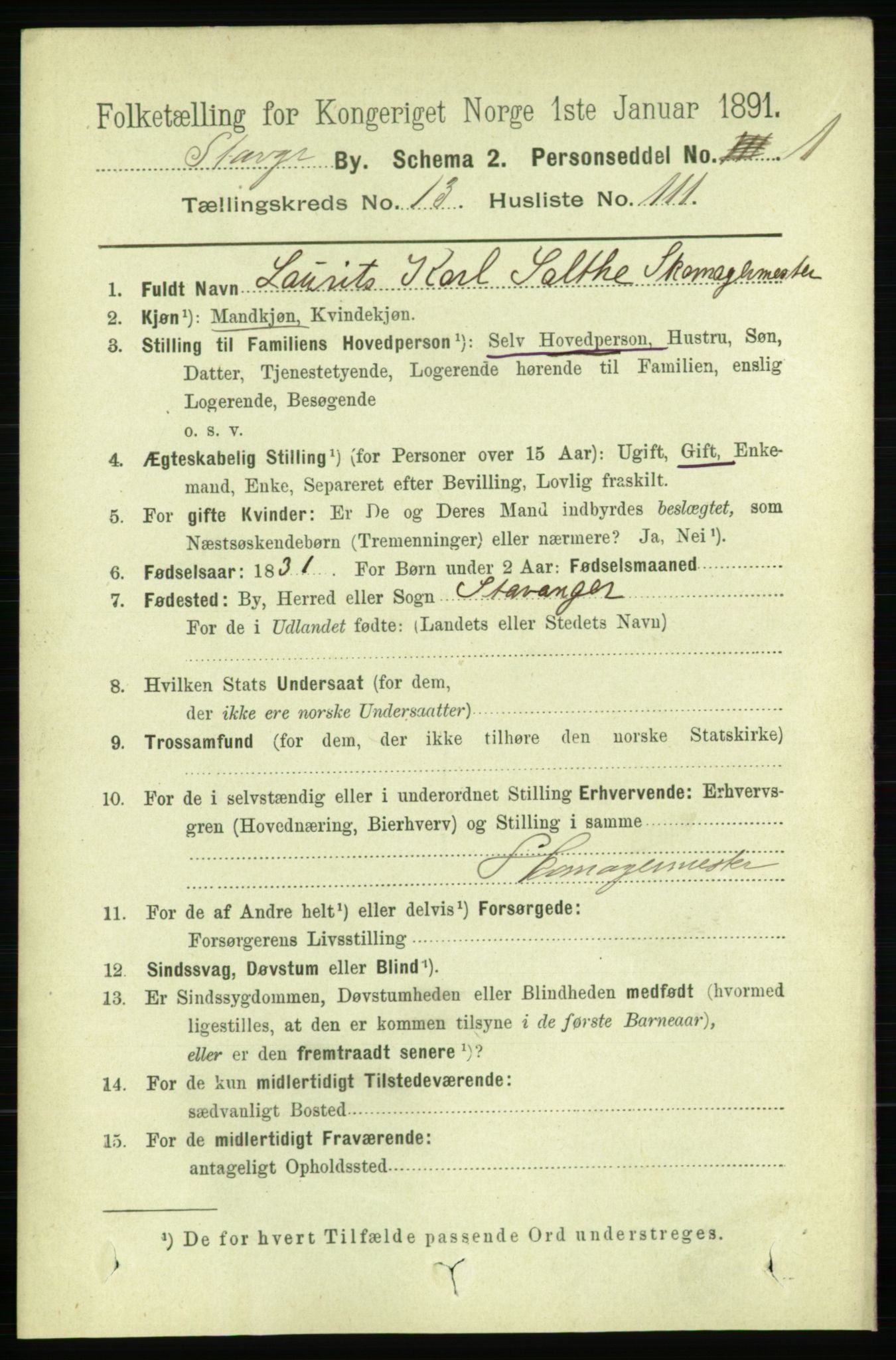 RA, 1891 census for 1103 Stavanger, 1891, p. 16931