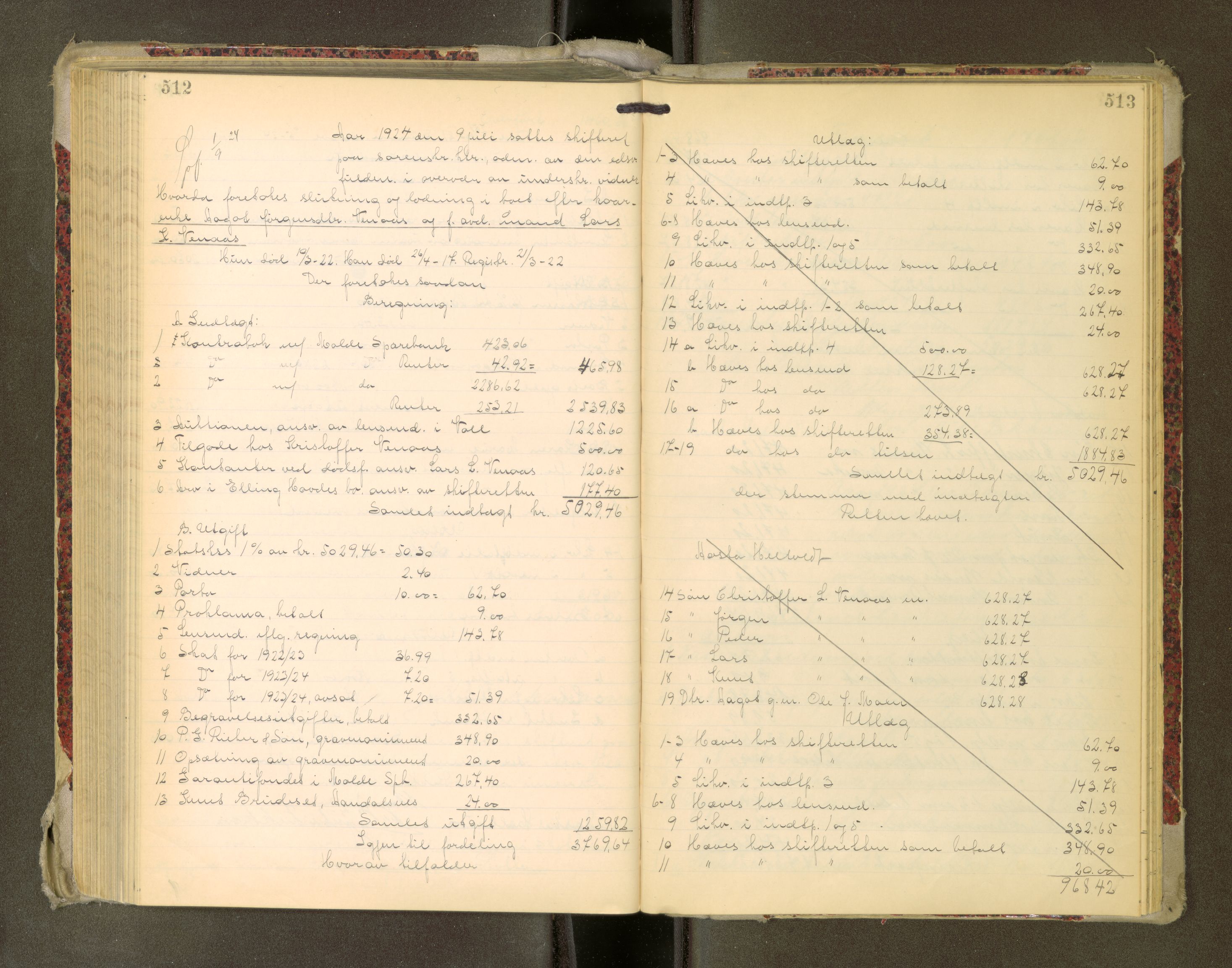 Romsdal sorenskriveri, AV/SAT-A-4149/1/3/3A/L0022: Skifteutlodnings Protokoll, 1920-1924, p. 512-513