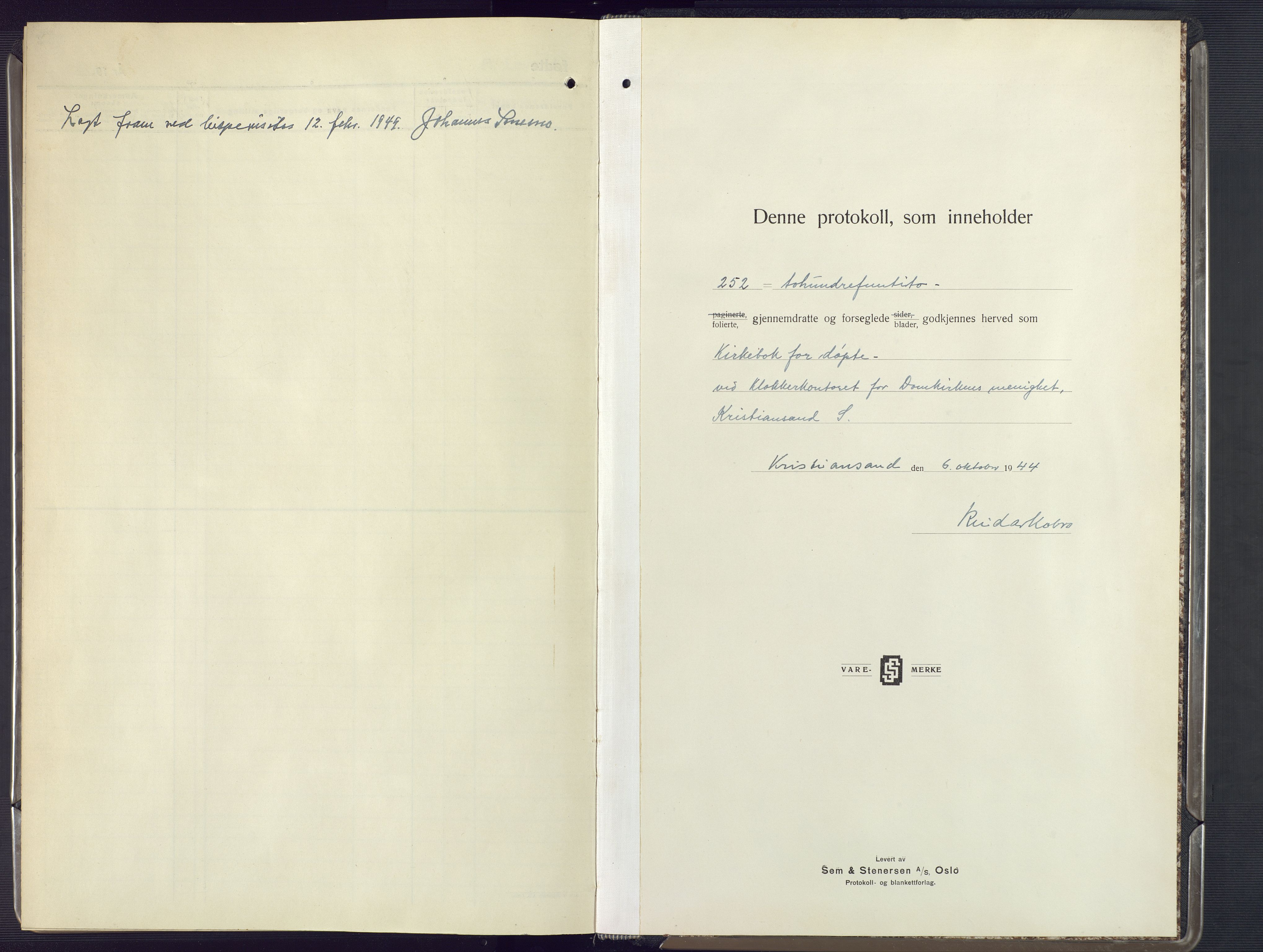 Kristiansand domprosti, AV/SAK-1112-0006/F/Fb/L0030: Parish register (copy) no. B 30, 1937-1945