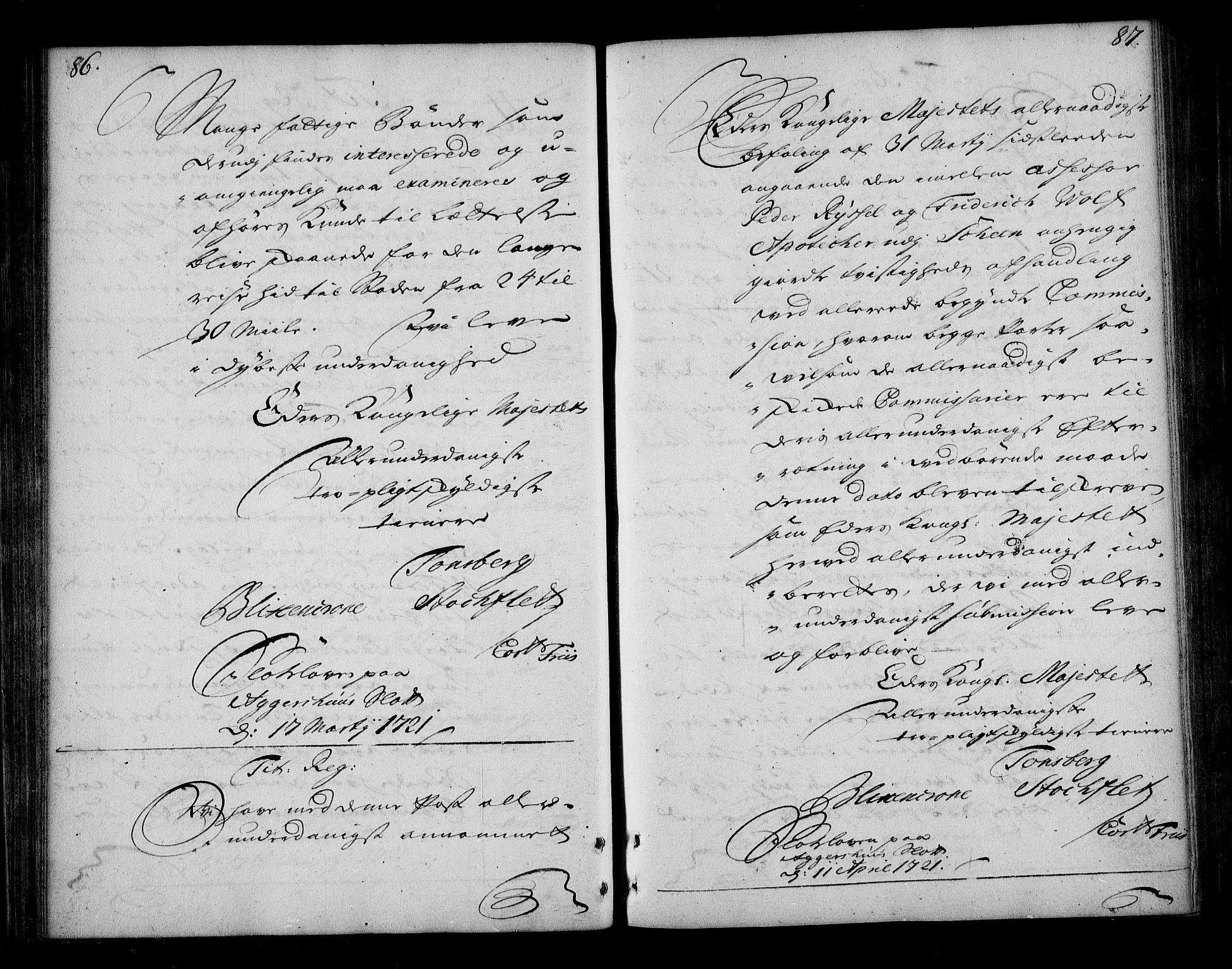 Stattholderembetet 1572-1771, AV/RA-EA-2870/Bd/L0003: Relasjonsprotokoll, 1720-1722, p. 86-87