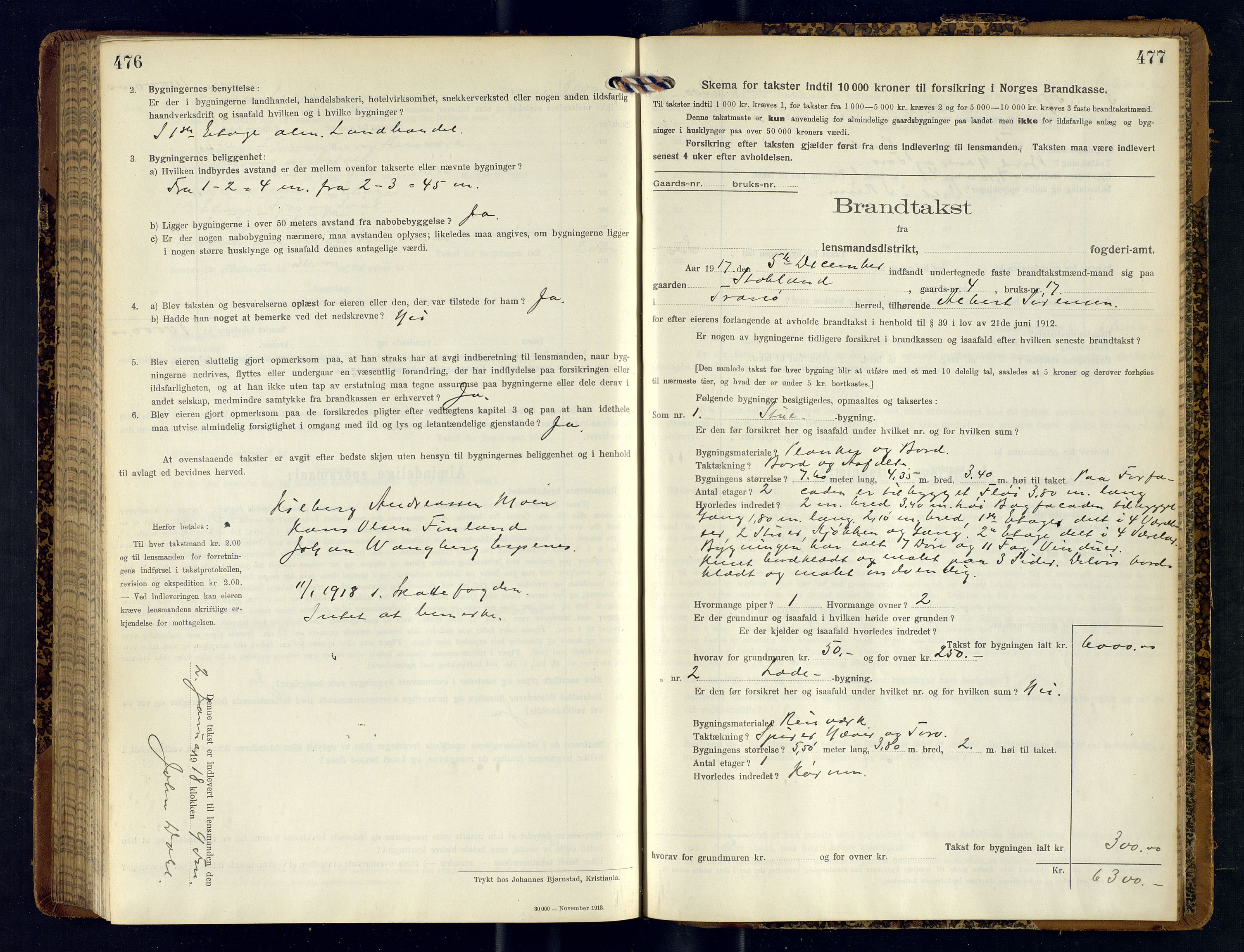 Tranøy lensmannskontor (Sørreisa lensmannskontor), AV/SATØ-SATØ-46/1/F/Fq/Fqc/L0258: Branntakstprotokoller, 1915-1918, p. 476-477