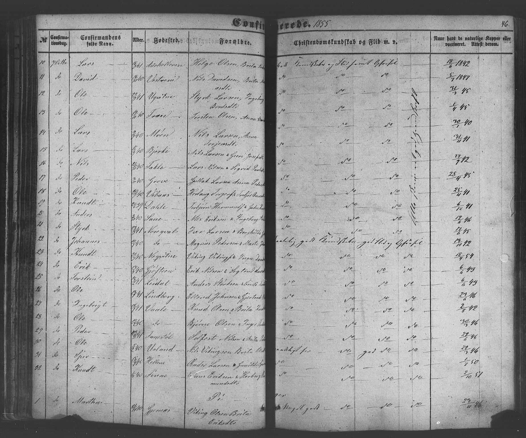Voss sokneprestembete, SAB/A-79001/H/Haa: Parish register (official) no. A 18, 1848-1876, p. 46