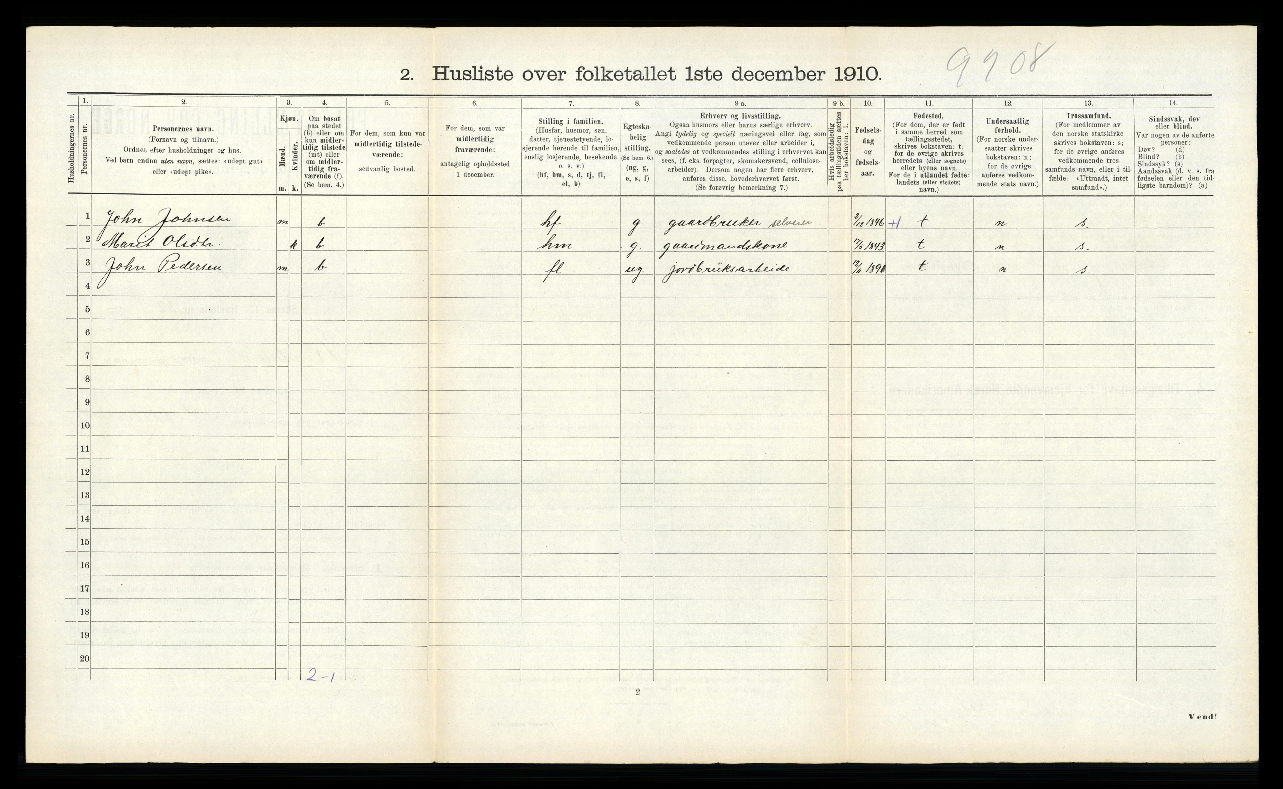 RA, 1910 census for Rindal, 1910, p. 540