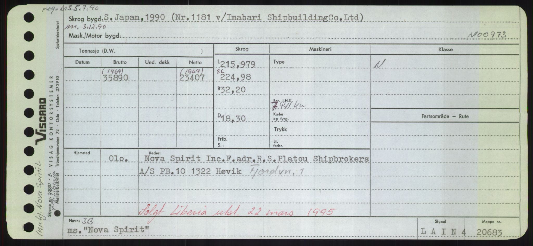 Sjøfartsdirektoratet med forløpere, Skipsmålingen, RA/S-1627/H/Hd/L0027: Fartøy, Norhop-Nør, p. 301