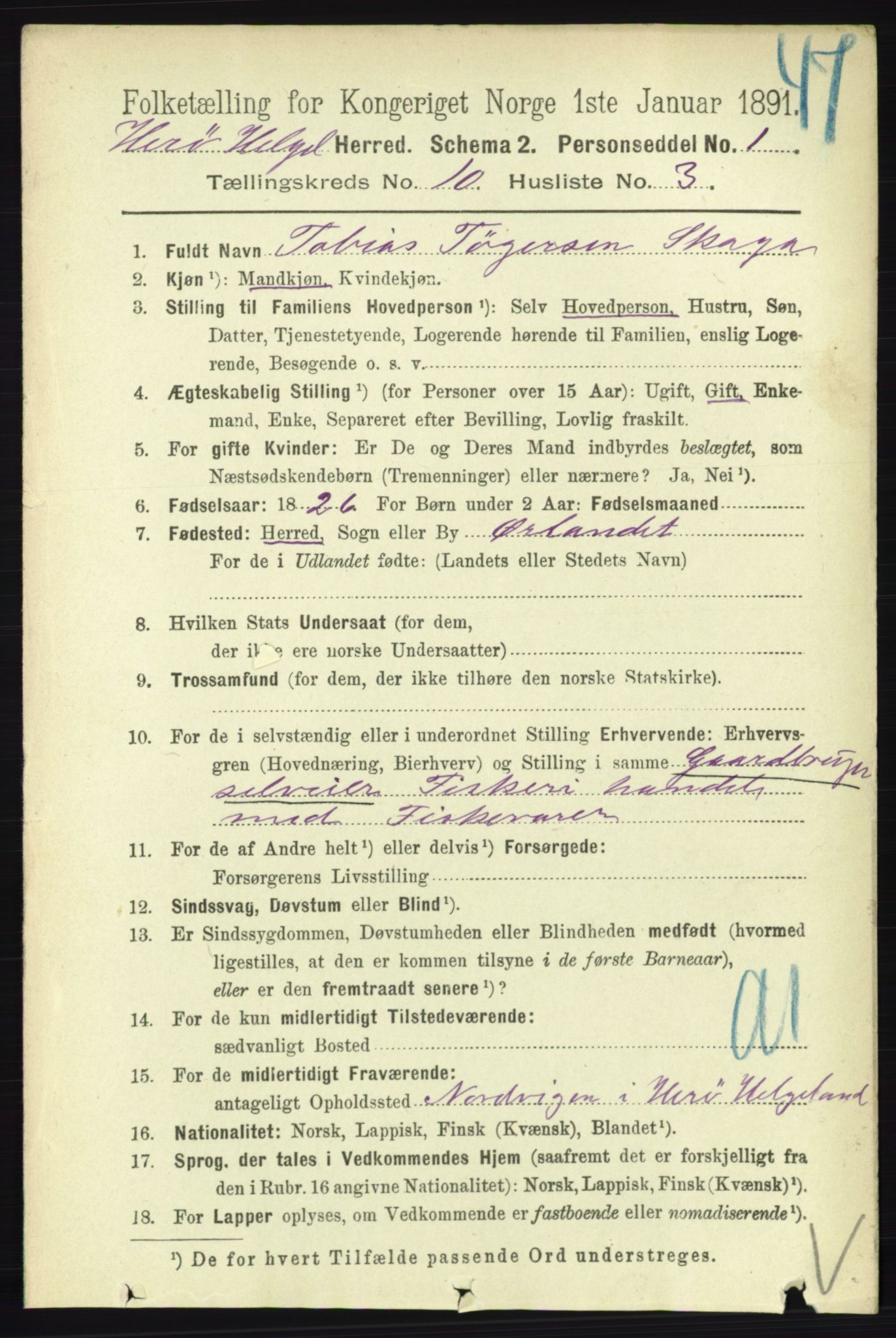 RA, 1891 census for 1818 Herøy, 1891, p. 3925