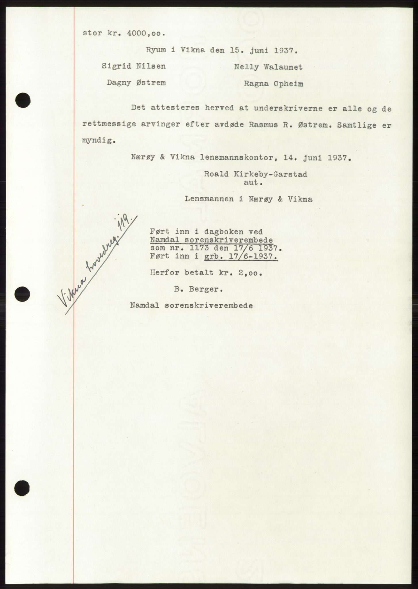 Namdal sorenskriveri, AV/SAT-A-4133/1/2/2C: Mortgage book no. -, 1916-1921, Deed date: 06.08.1921