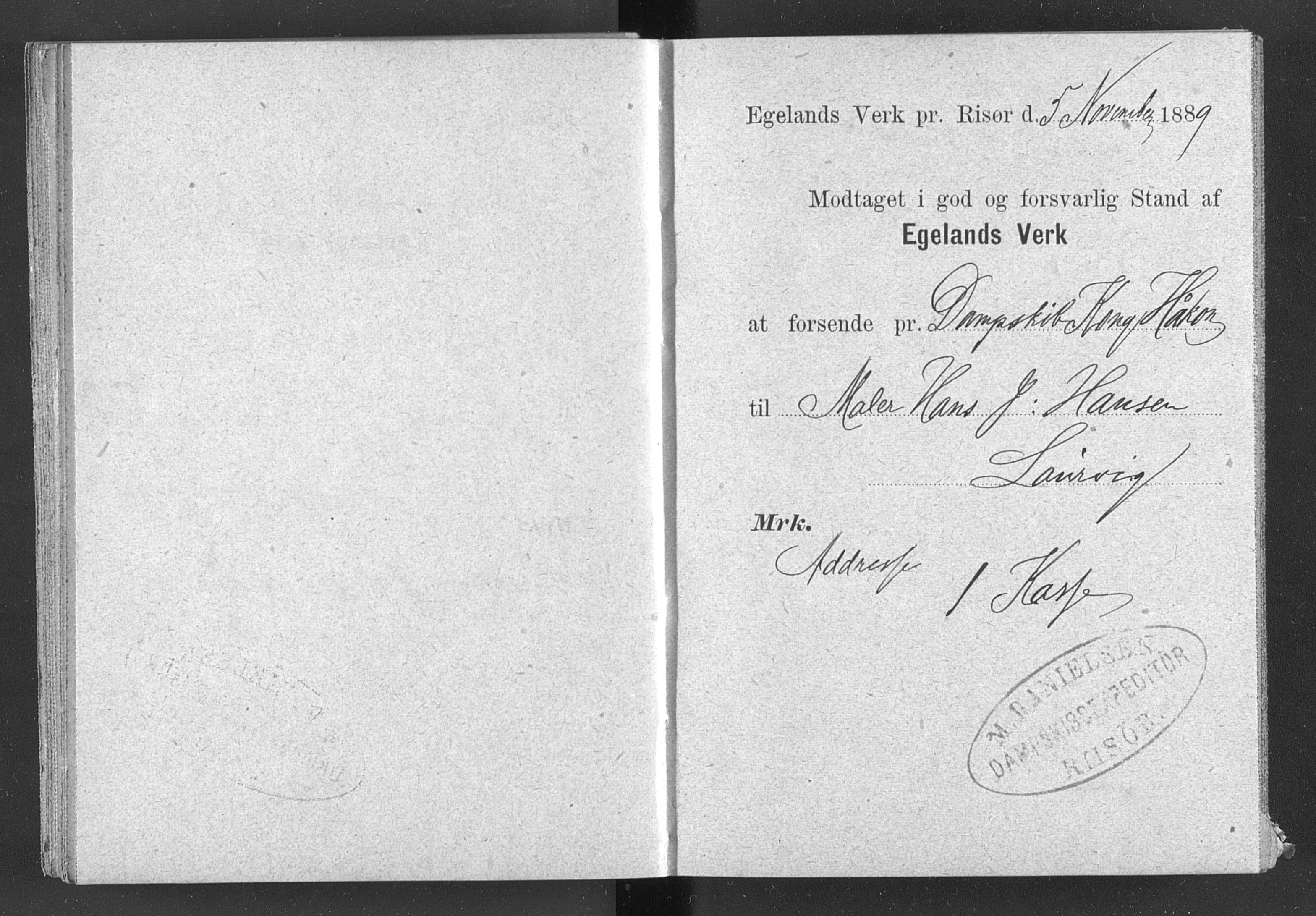 Egelands Jernverk, AAKS/PA-1907/01/L0029: Kvitteringsbok, 1888-1895