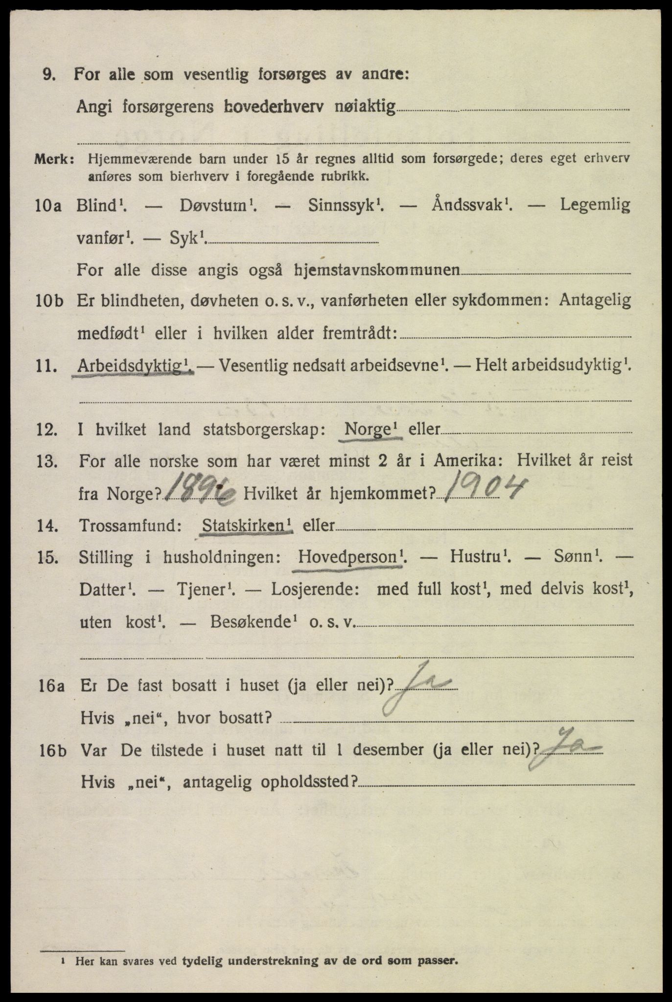 SAK, 1920 census for Åseral, 1920, p. 1165
