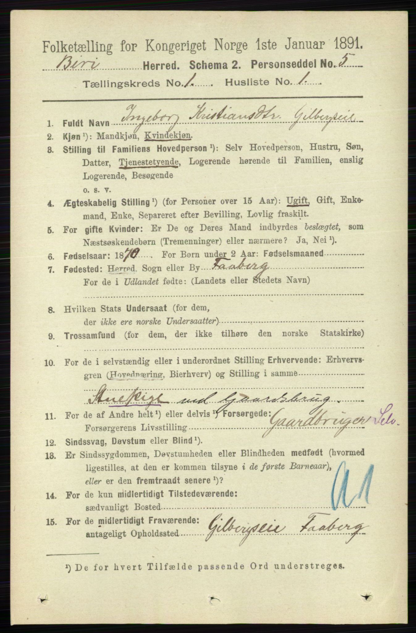 RA, 1891 census for 0525 Biri, 1891, p. 111