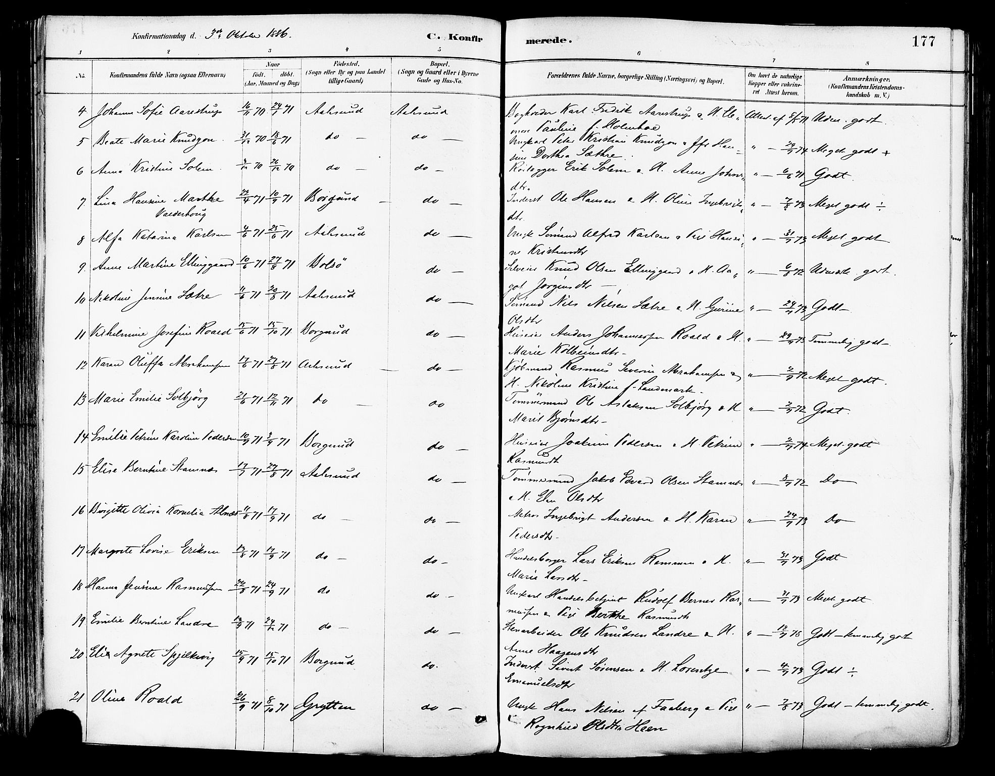 Ministerialprotokoller, klokkerbøker og fødselsregistre - Møre og Romsdal, AV/SAT-A-1454/529/L0455: Parish register (official) no. 529A05, 1885-1893, p. 177