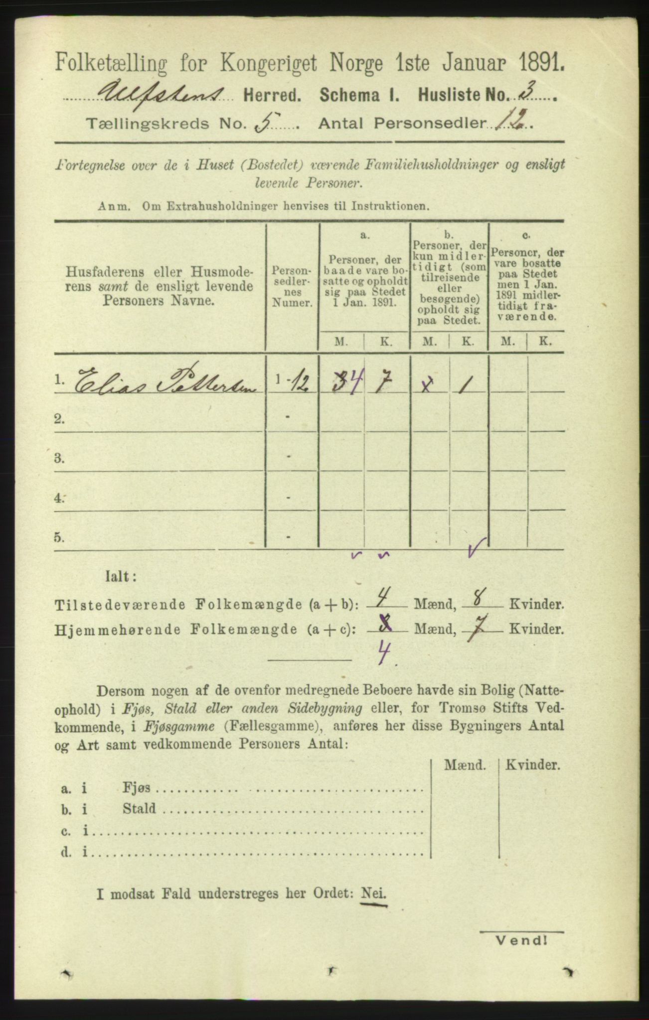 RA, 1891 census for 1516 Ulstein, 1891, p. 1194