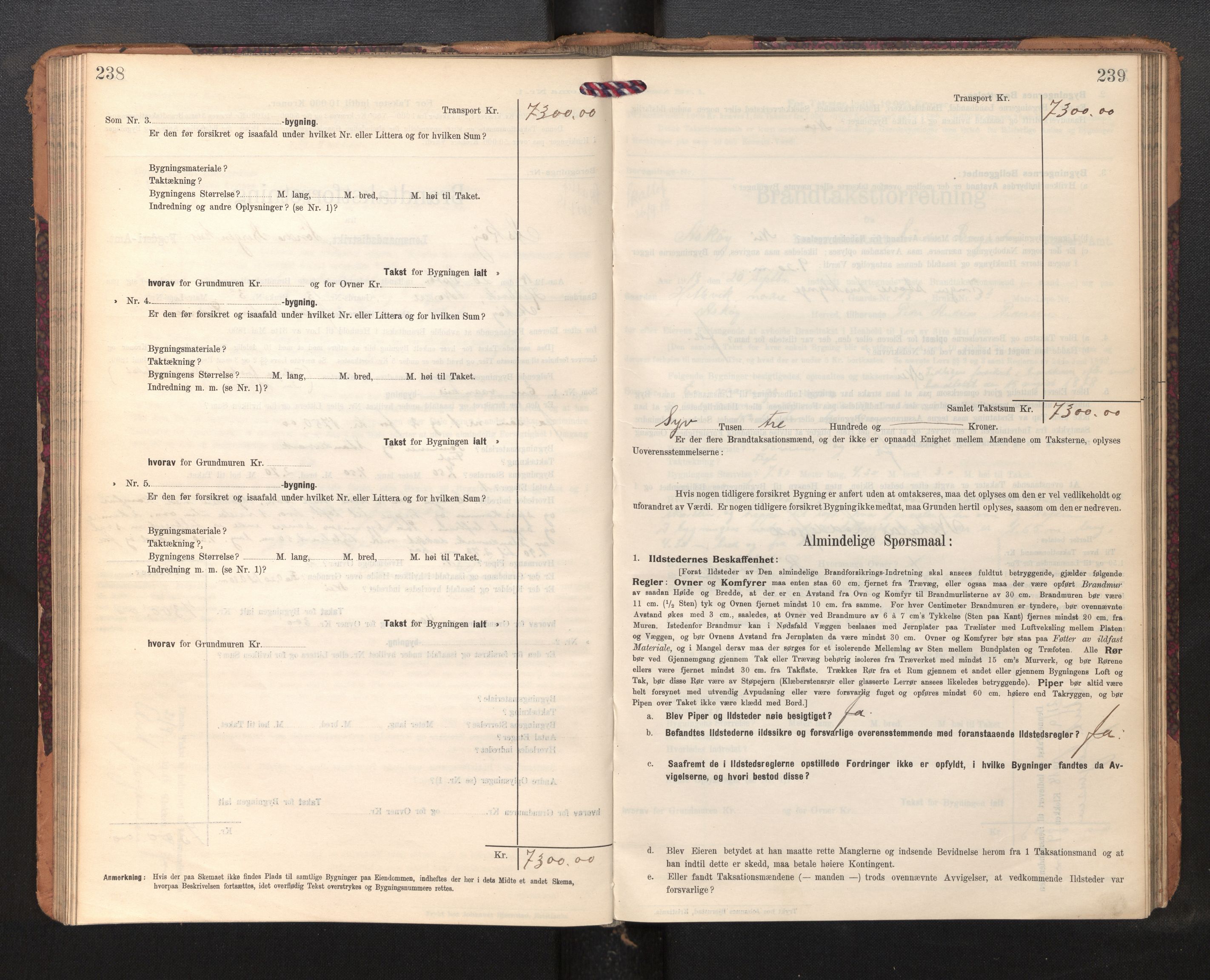 Lensmannen i Askøy, AV/SAB-A-31001/0012/L0007: Branntakstprotokoll, skjematakst, 1910-1919, p. 238-239