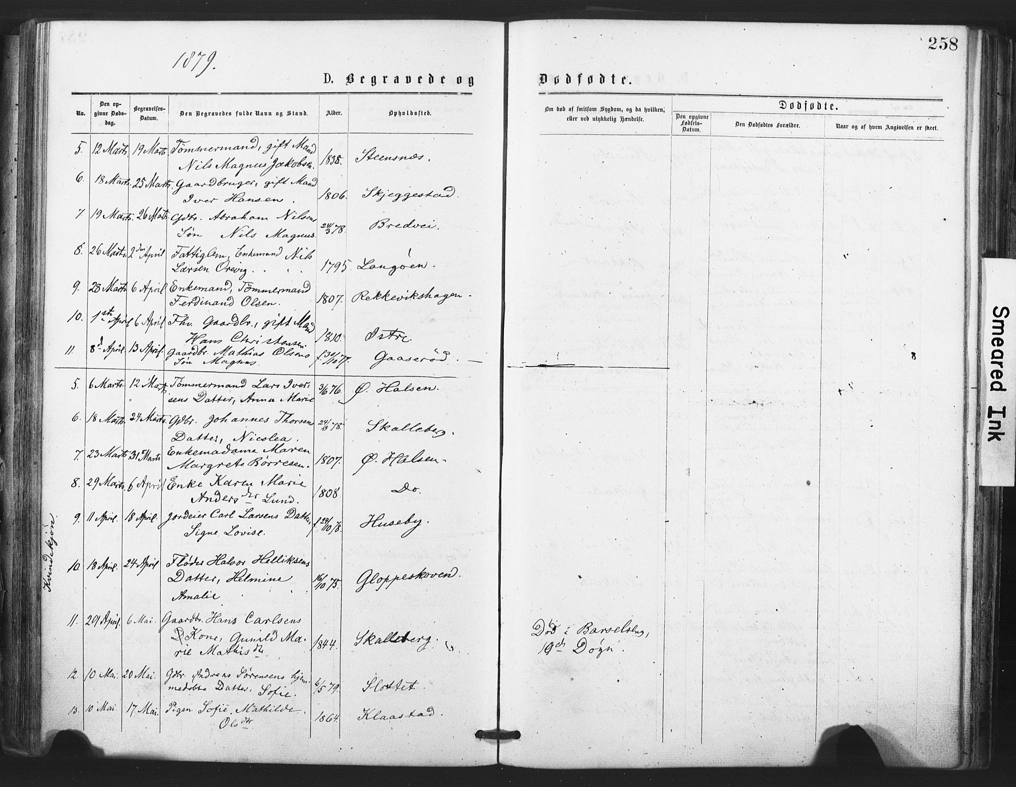 Tjølling kirkebøker, AV/SAKO-A-60/F/Fa/L0008: Parish register (official) no. 8, 1877-1886, p. 258