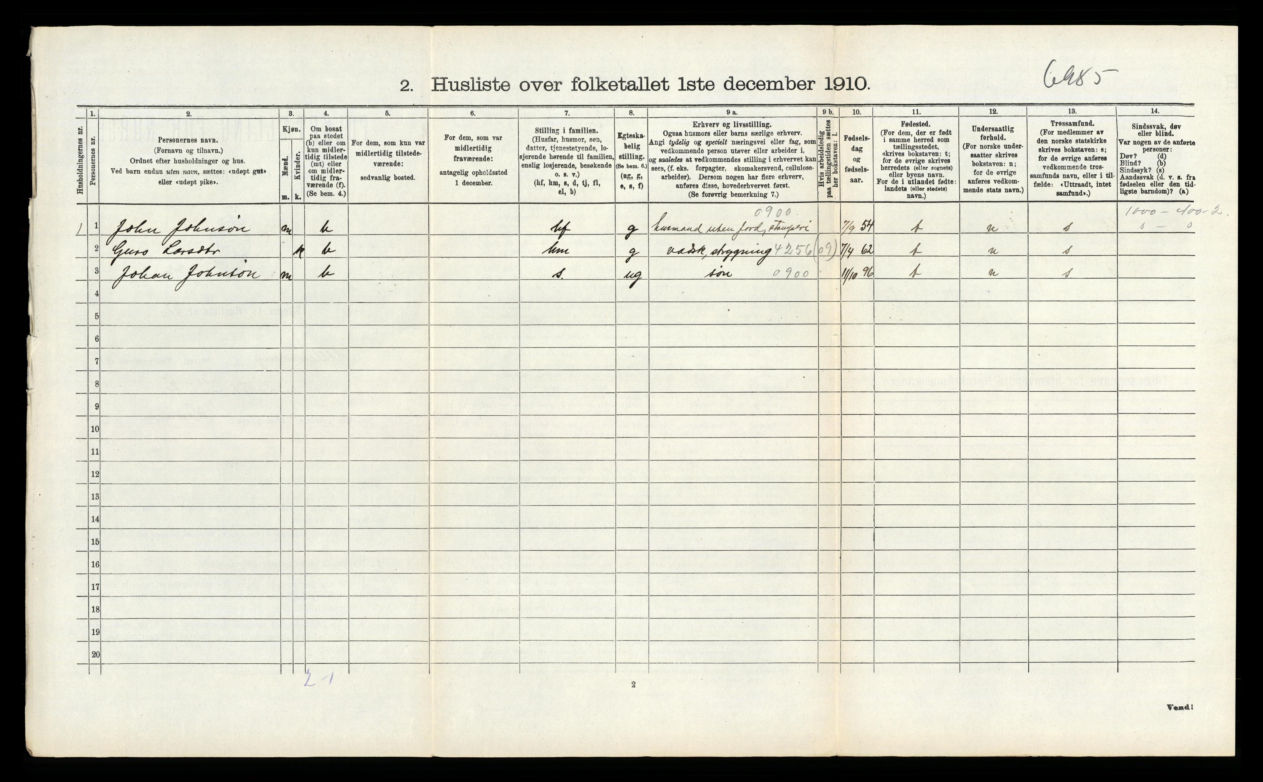 RA, 1910 census for Ullensvang, 1910, p. 2030