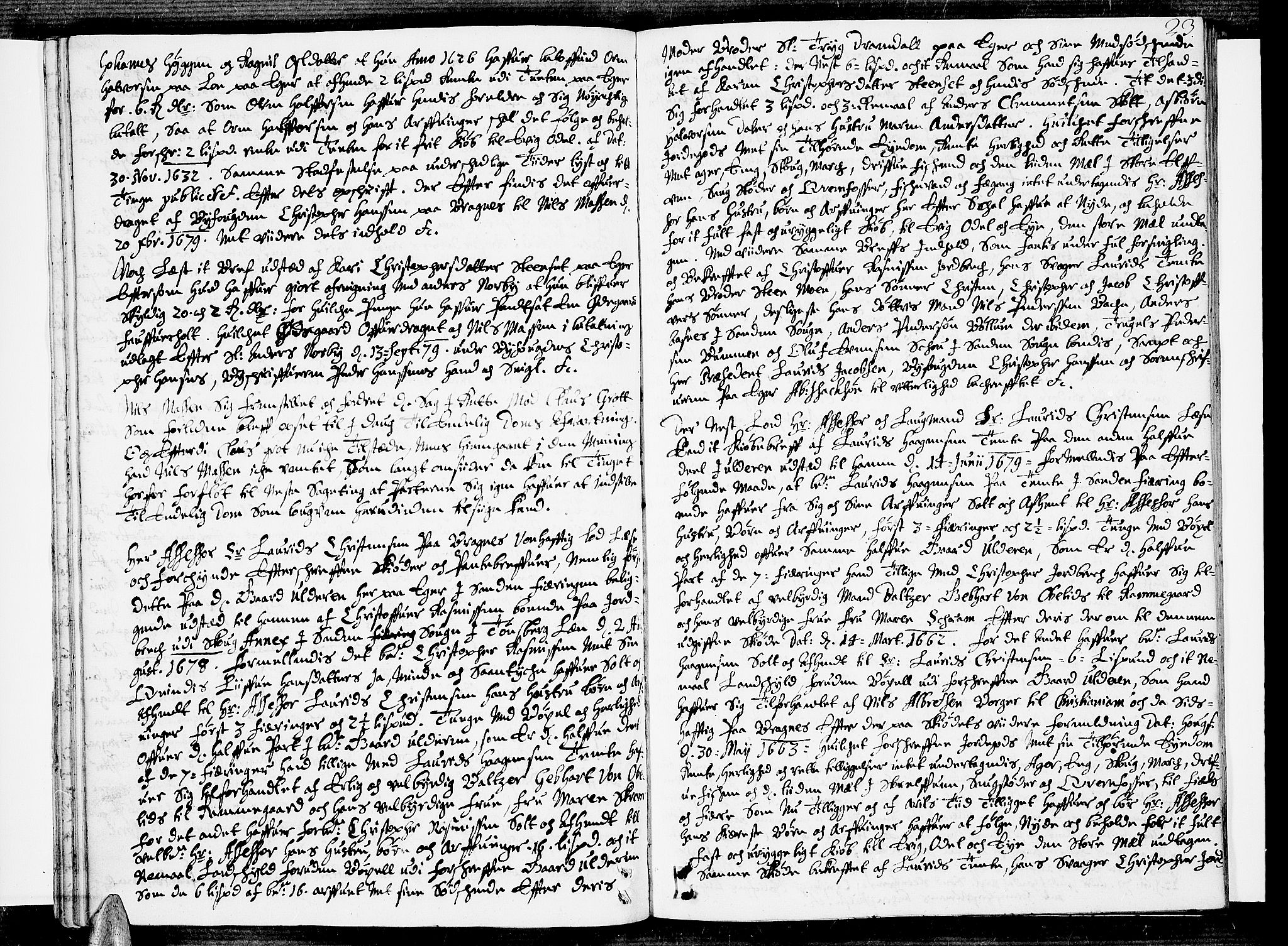 Eiker, Modum og Sigdal sorenskriveri, AV/SAKO-A-123/F/Fa/Faa/L0014: Tingbok, 1679, p. 22b-23a